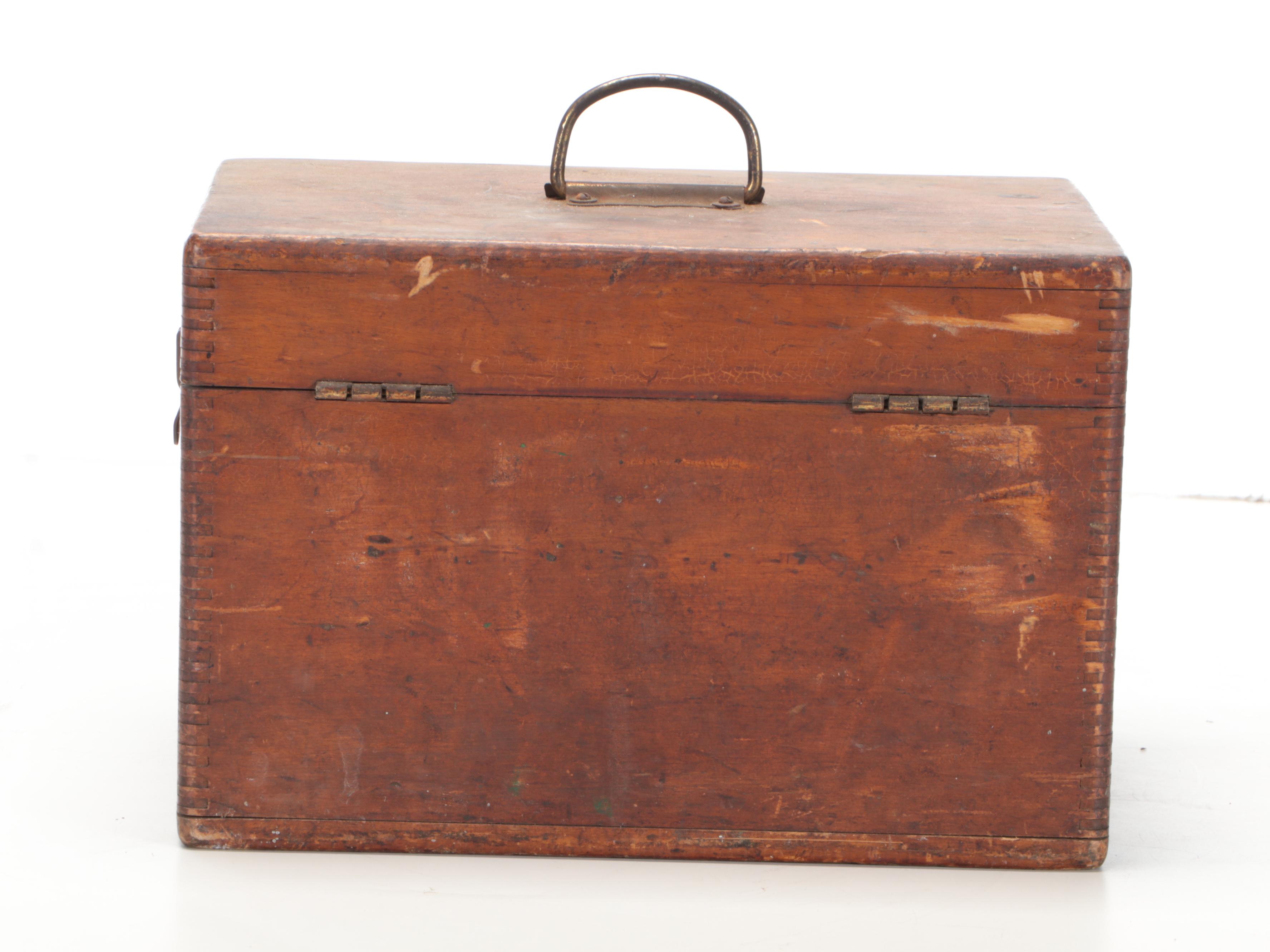 Wooden Locking Tool Box, Early 20th Century