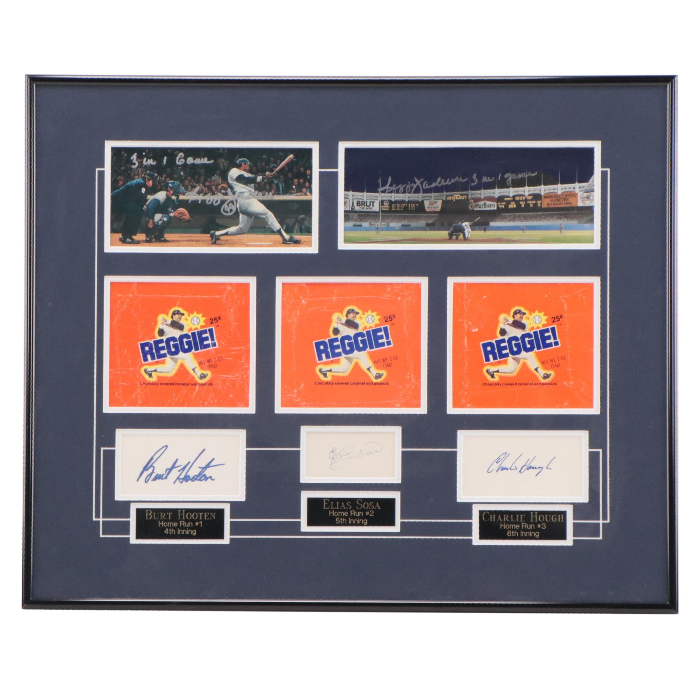 Reggie Jackson Signed Home Run World Series Display with Pitchers Signatures