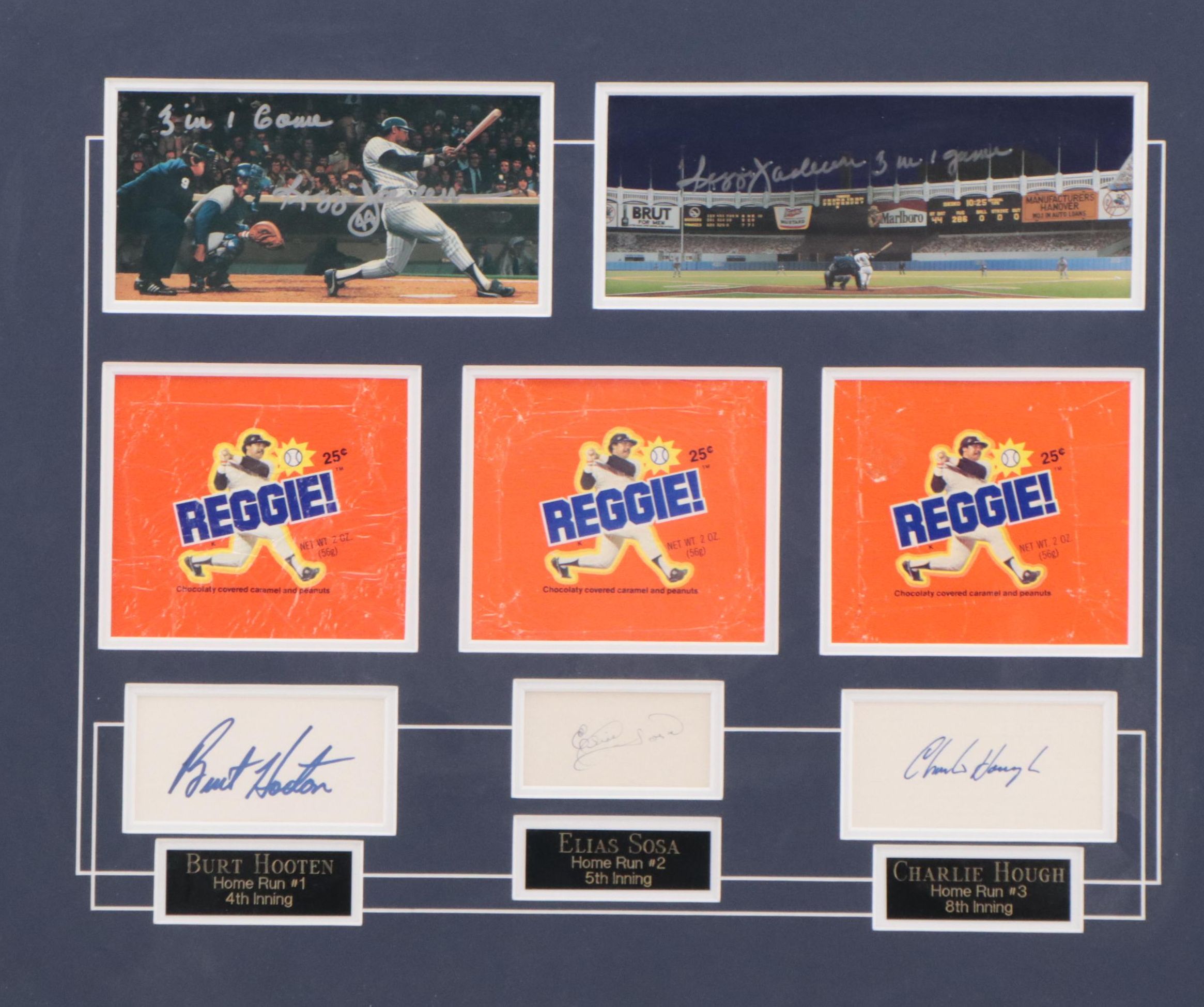 Reggie Jackson Signed Home Run World Series Display with Pitchers Signatures