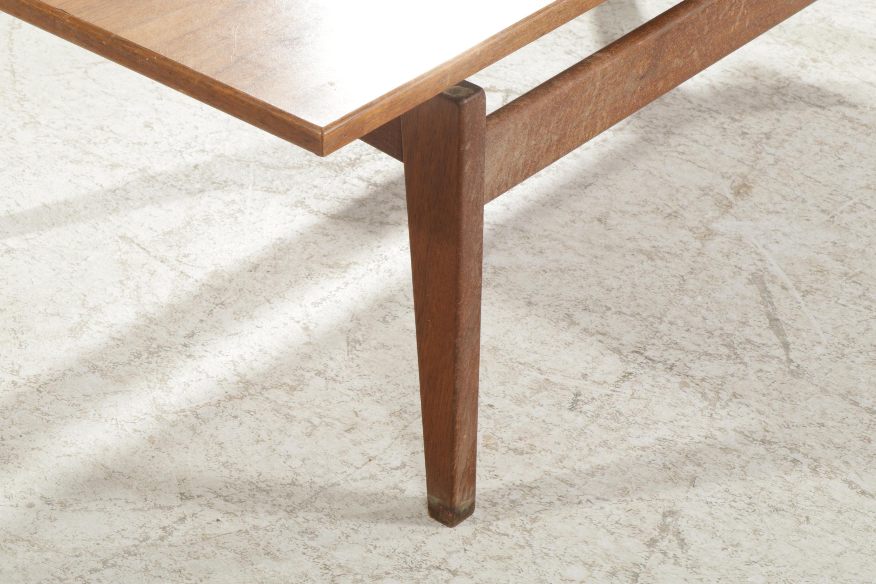 Jens Risom Mid Century Modern Walnut Floating Top Coffee Table