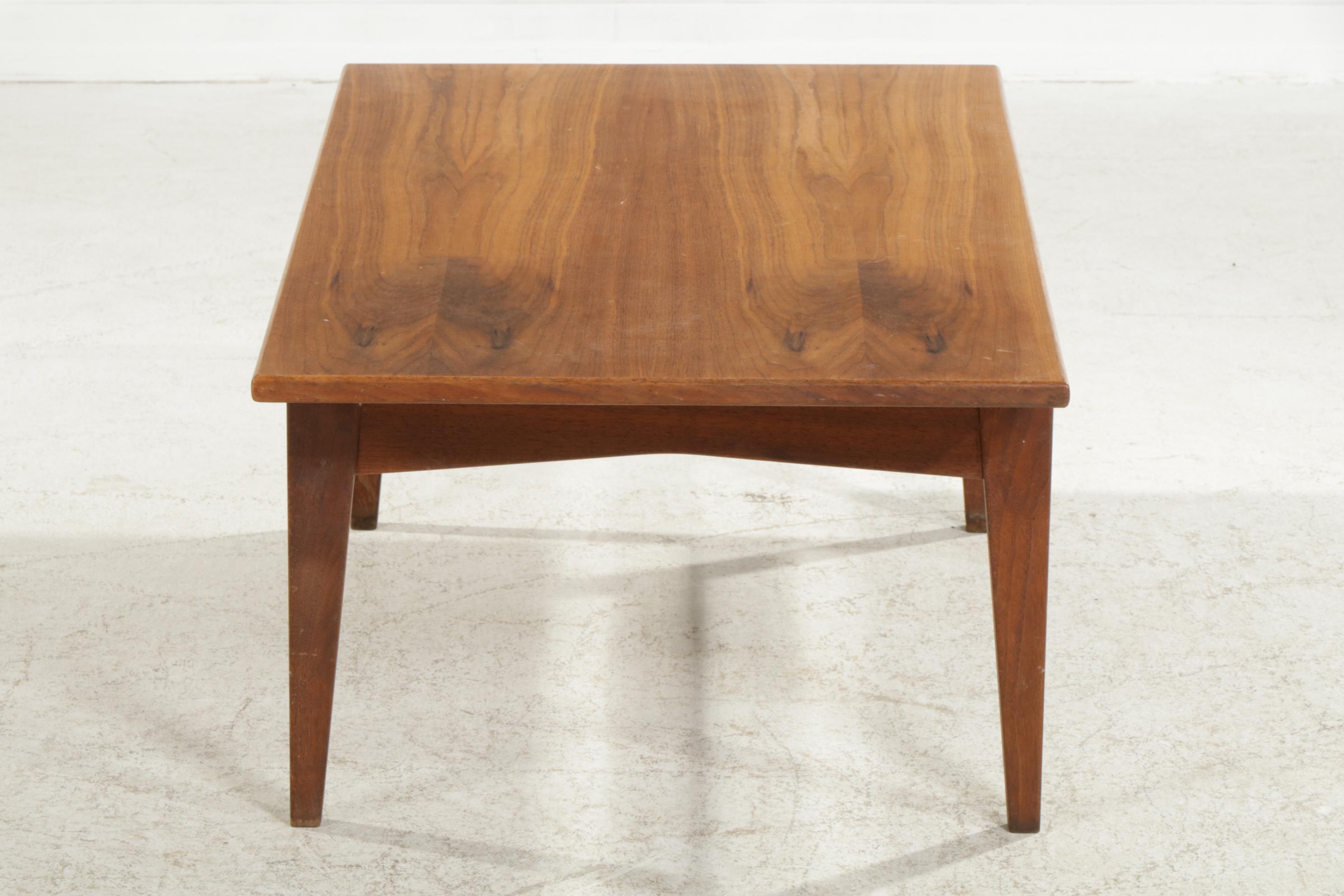 Jens Risom Mid Century Modern Walnut Floating Top Coffee Table