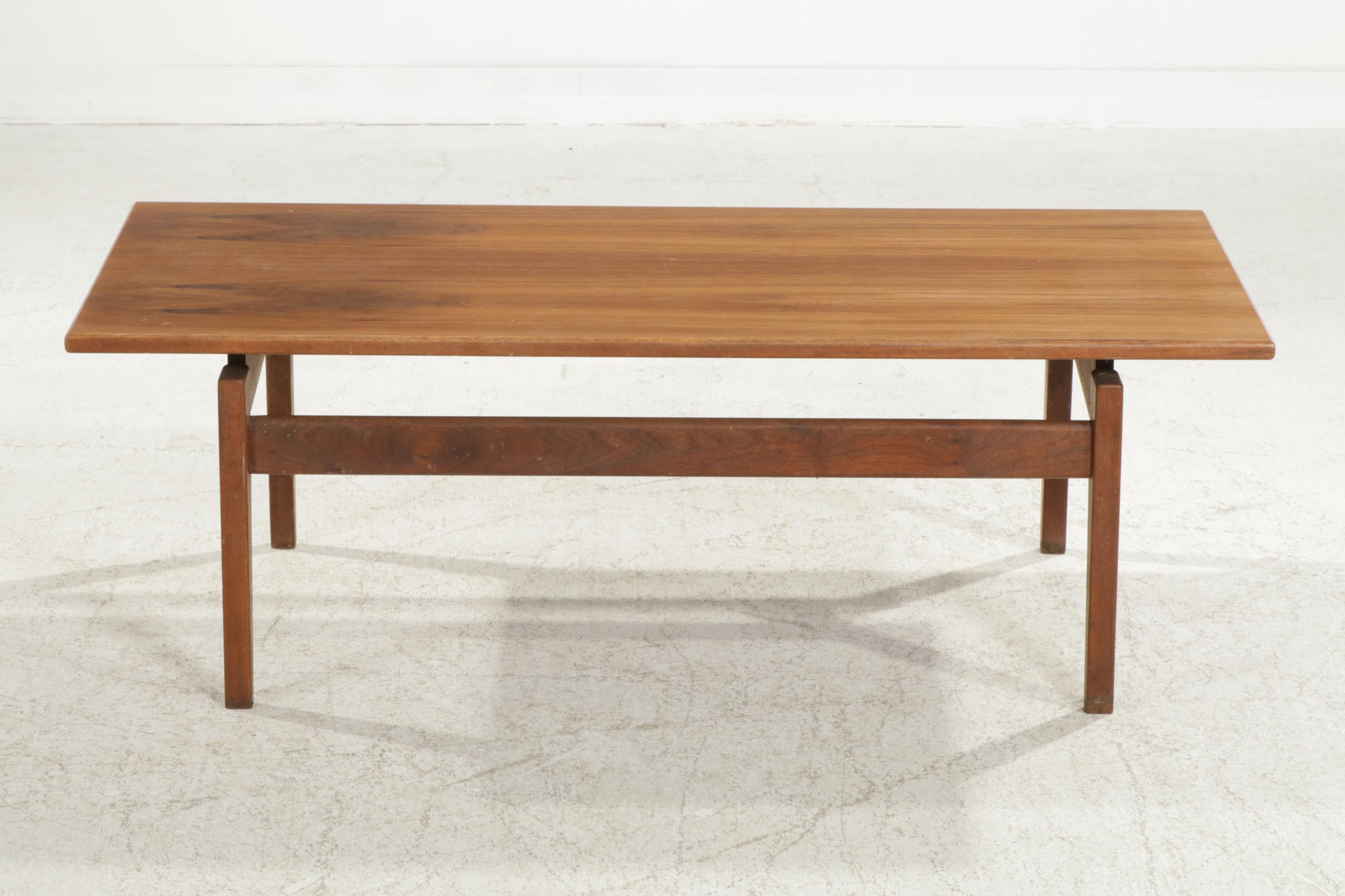 Jens Risom Mid Century Modern Walnut Floating Top Coffee Table