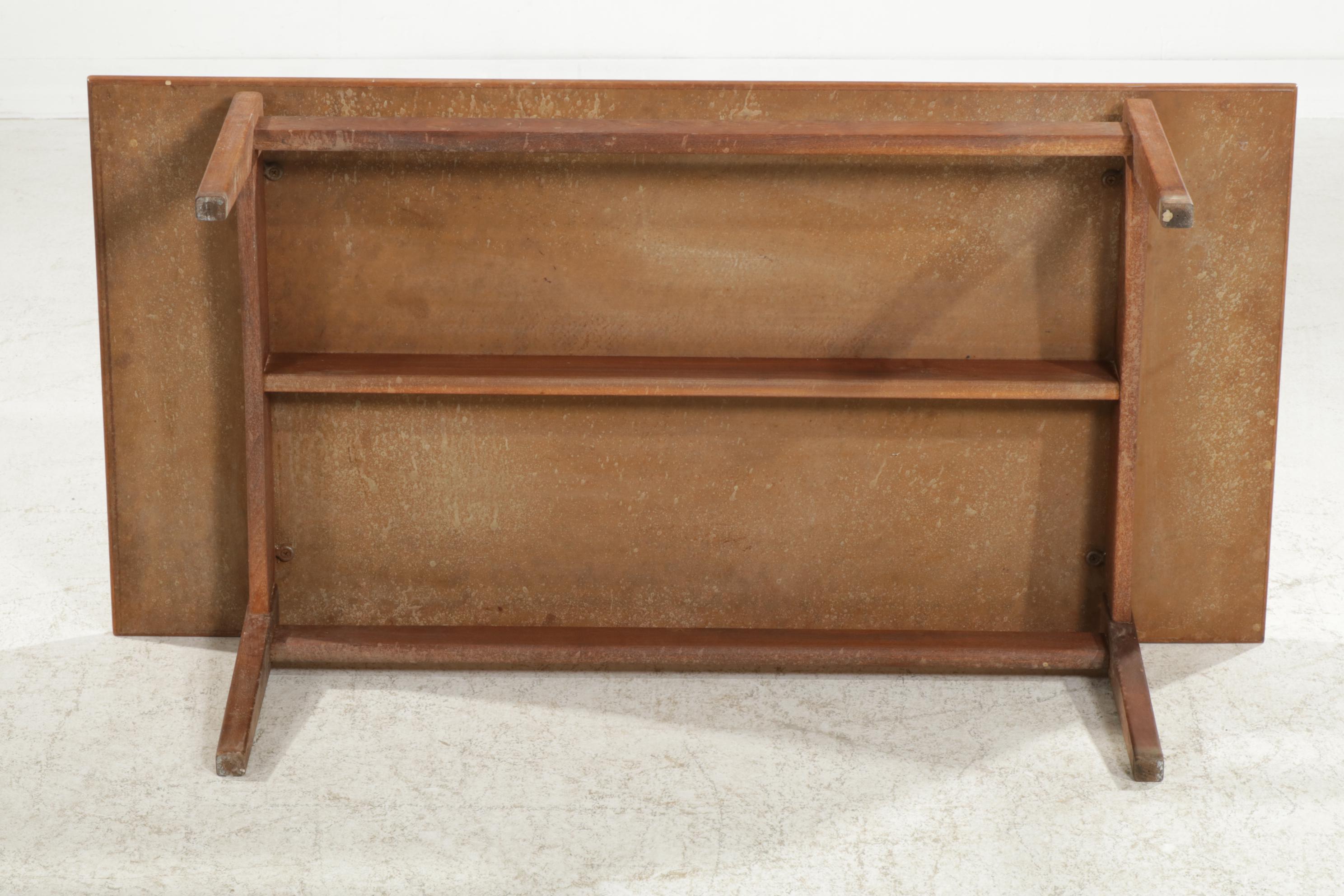 Jens Risom Mid Century Modern Walnut Floating Top Coffee Table