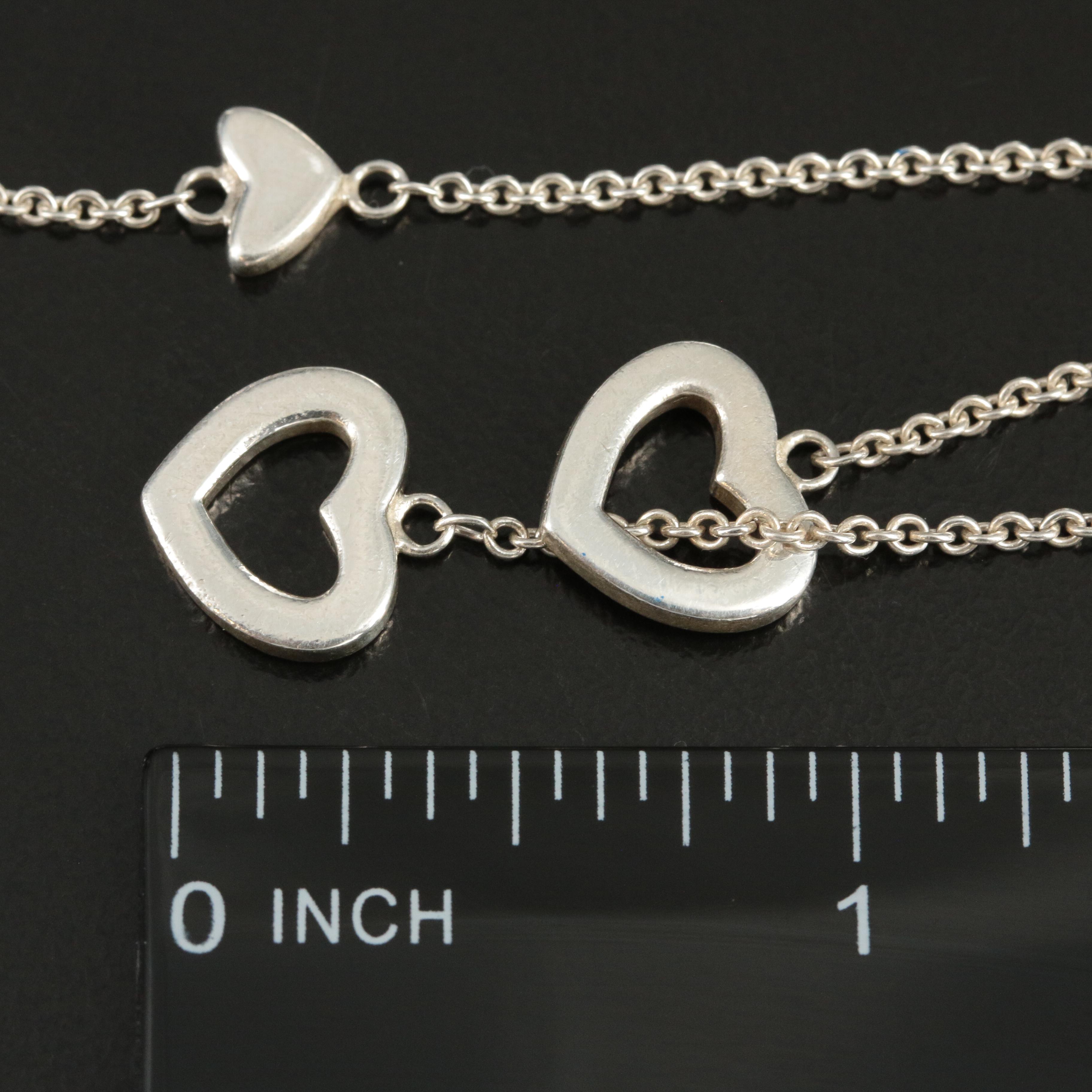 Tiffany & Co. Sterling Heart Station Lariat Necklace