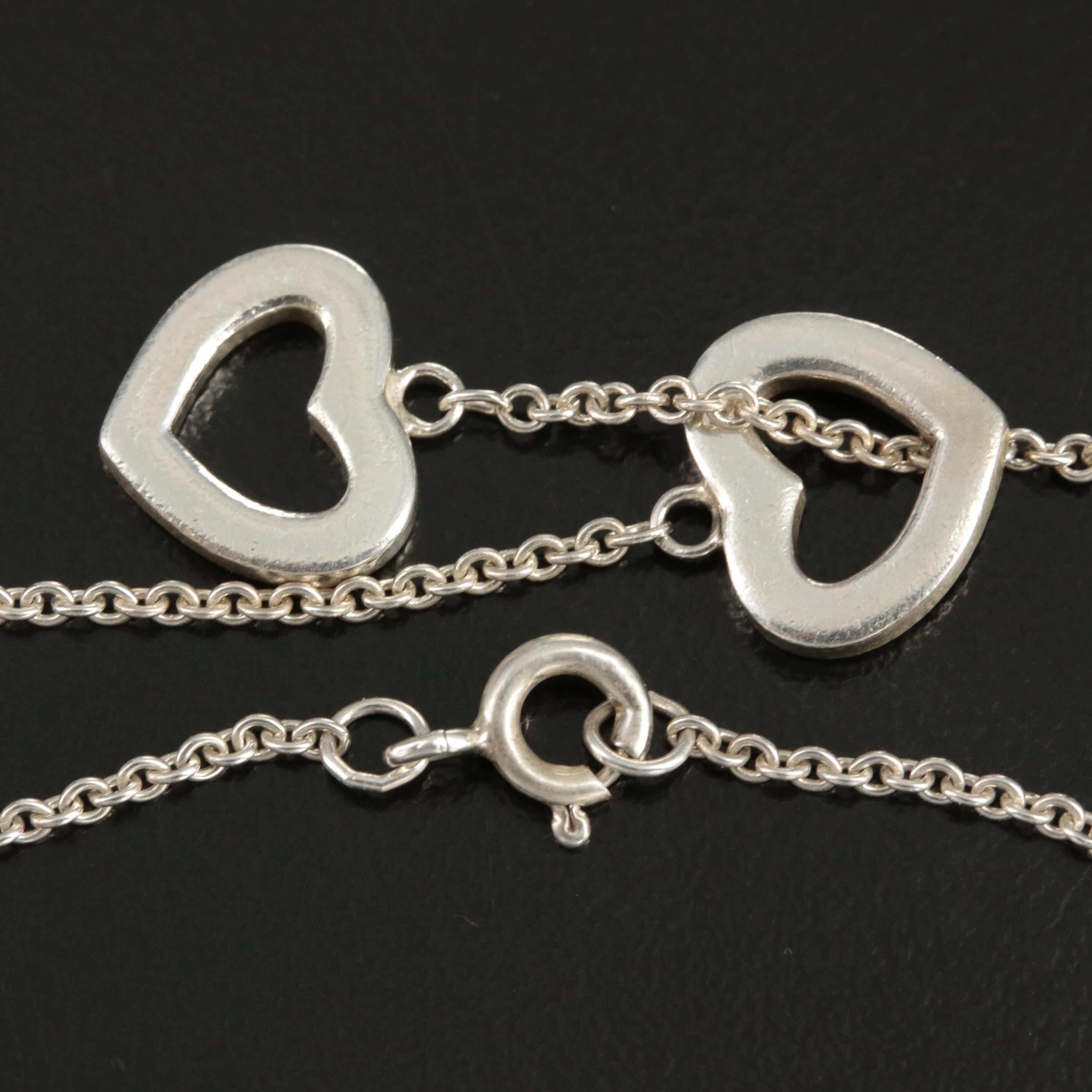 Tiffany & Co. Sterling Heart Station Lariat Necklace