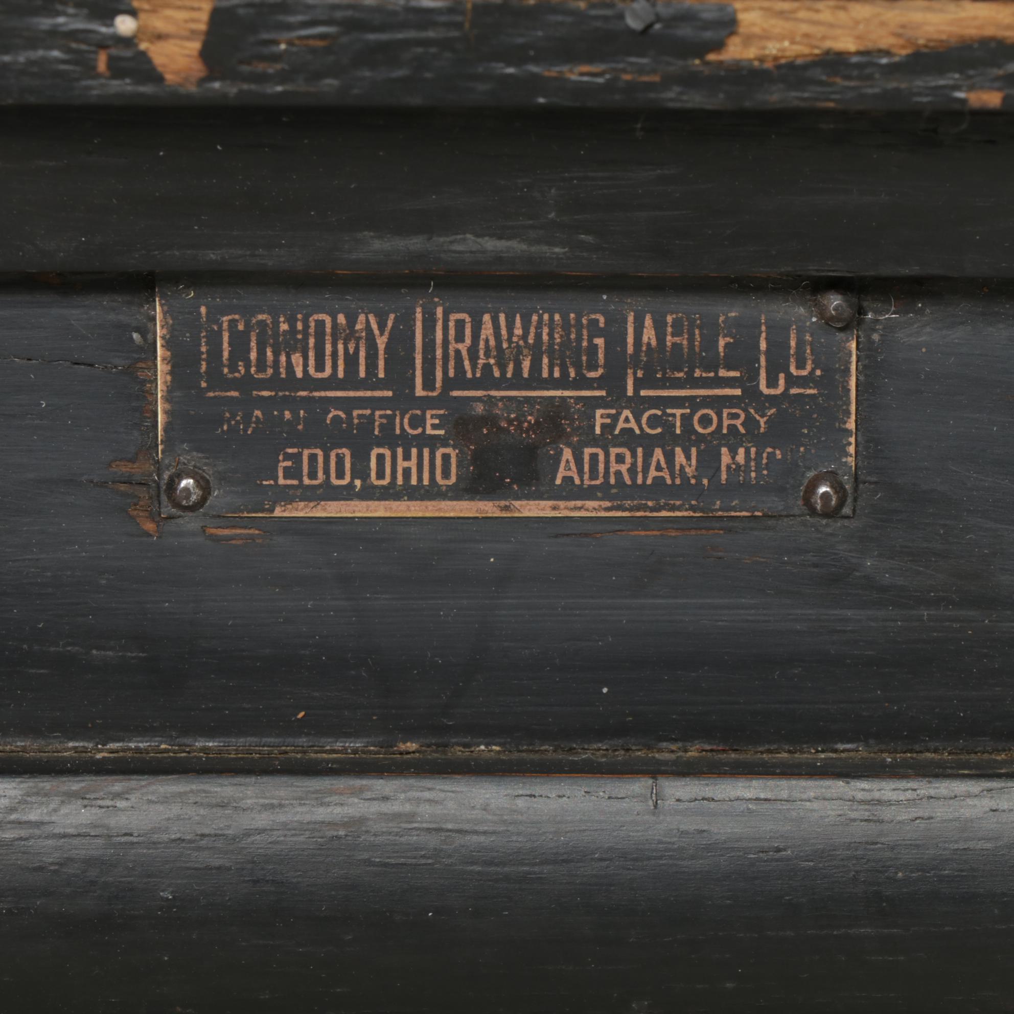 Economy Drawing Table Co. Late Victorian Wooden Flat File Cabinet, Early 20th C