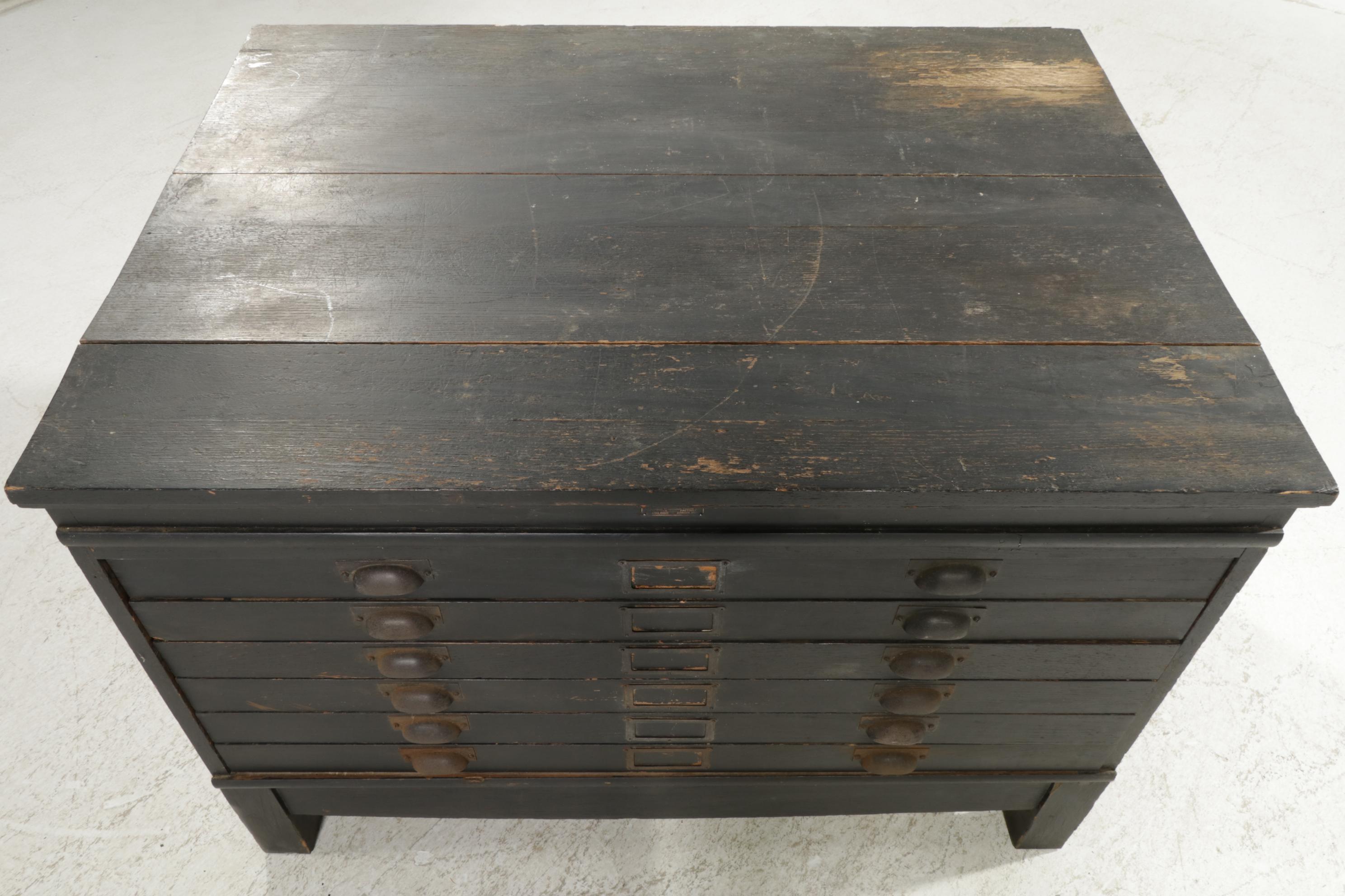 Economy Drawing Table Co. Late Victorian Wooden Flat File Cabinet, Early 20th C