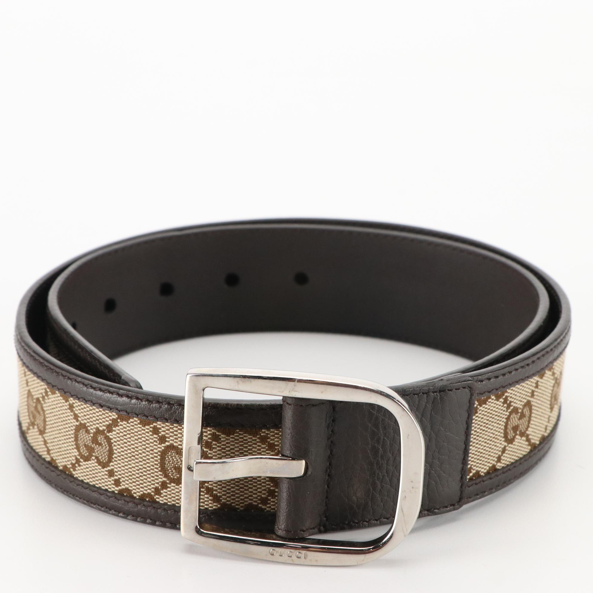 Gucci GG Belt in Monogram Canvas and Leather