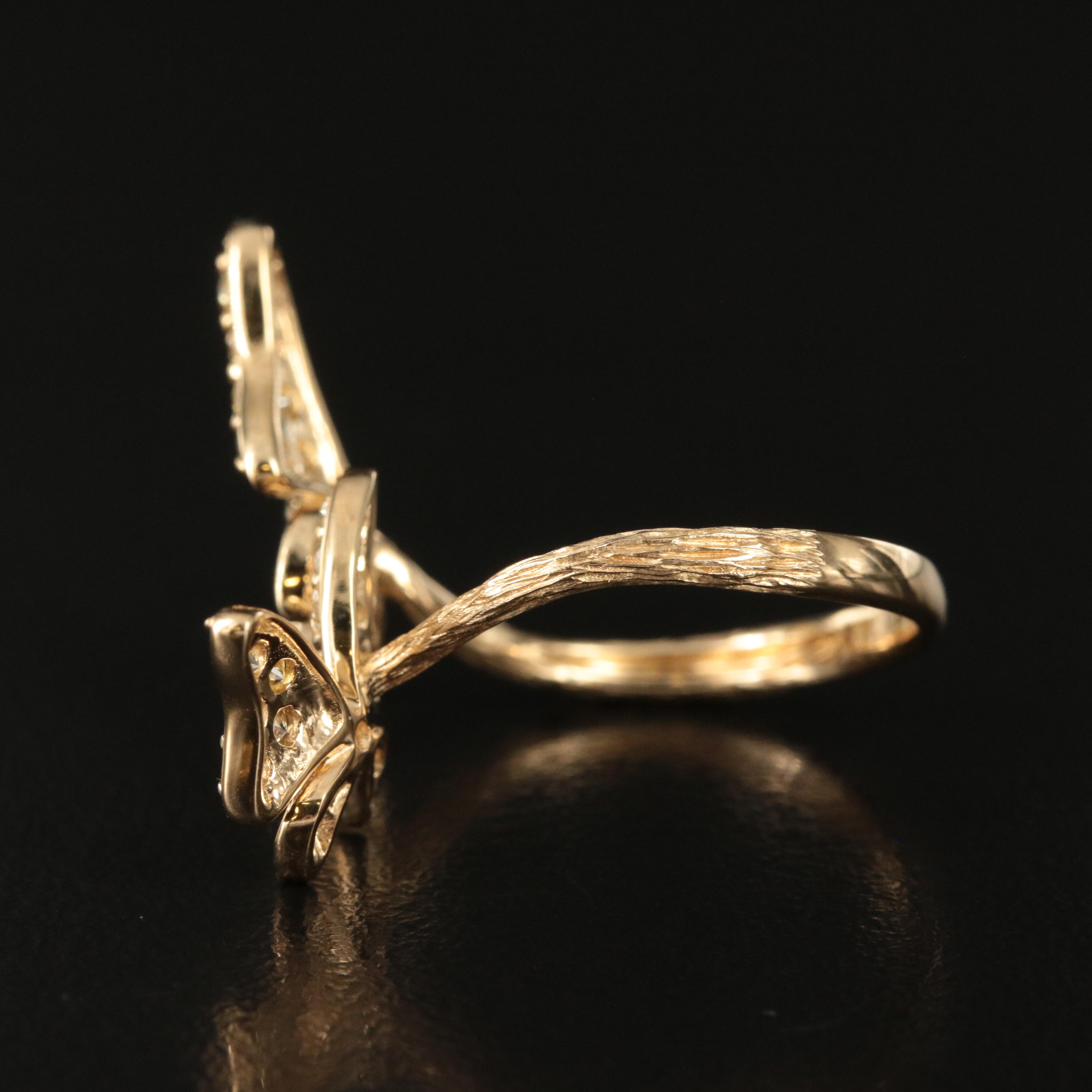 Cirari "Smithsonian" 14K 0.85 CTW Diamond Butterfly Ring with Fancy Color Stones
