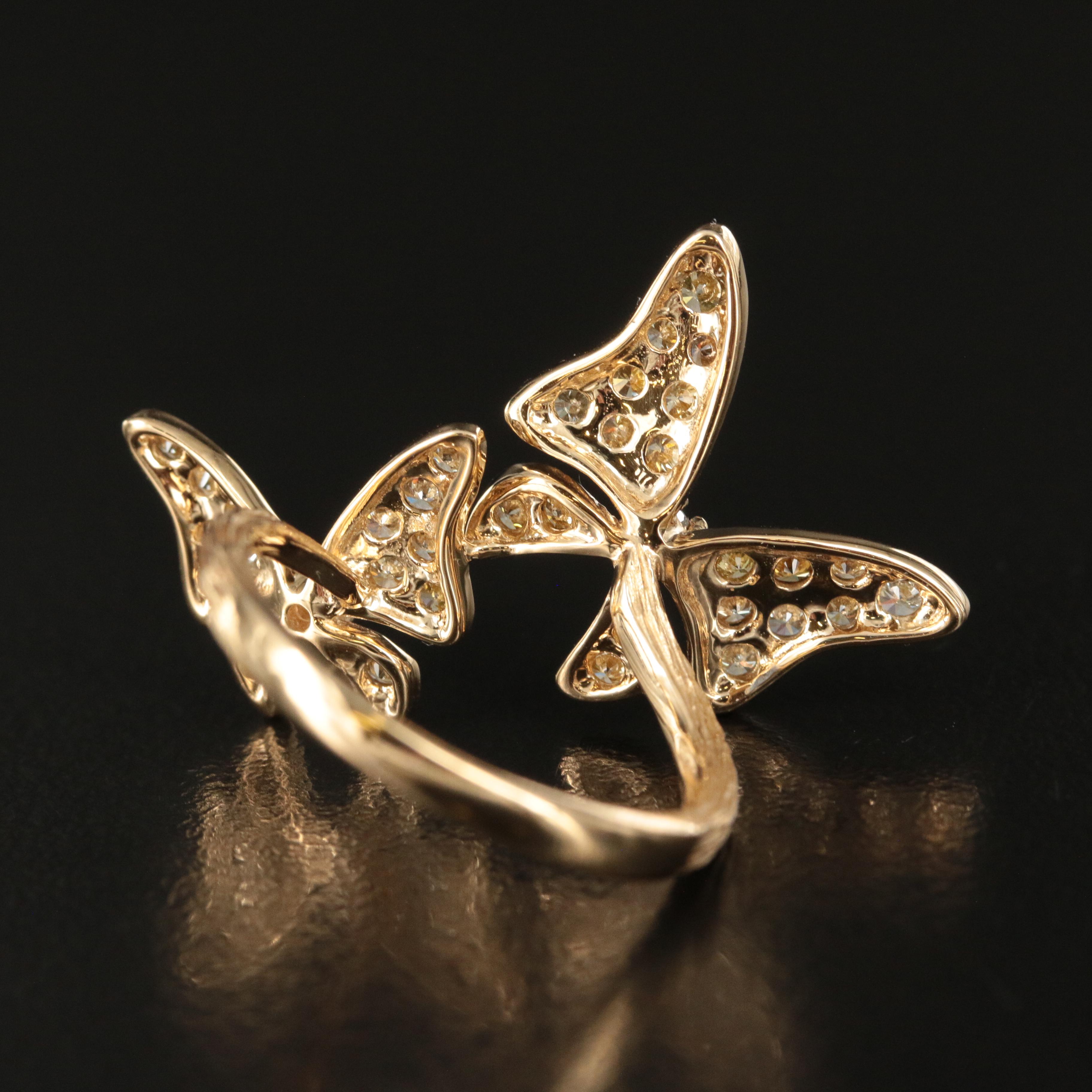 Cirari "Smithsonian" 14K 0.85 CTW Diamond Butterfly Ring with Fancy Color Stones
