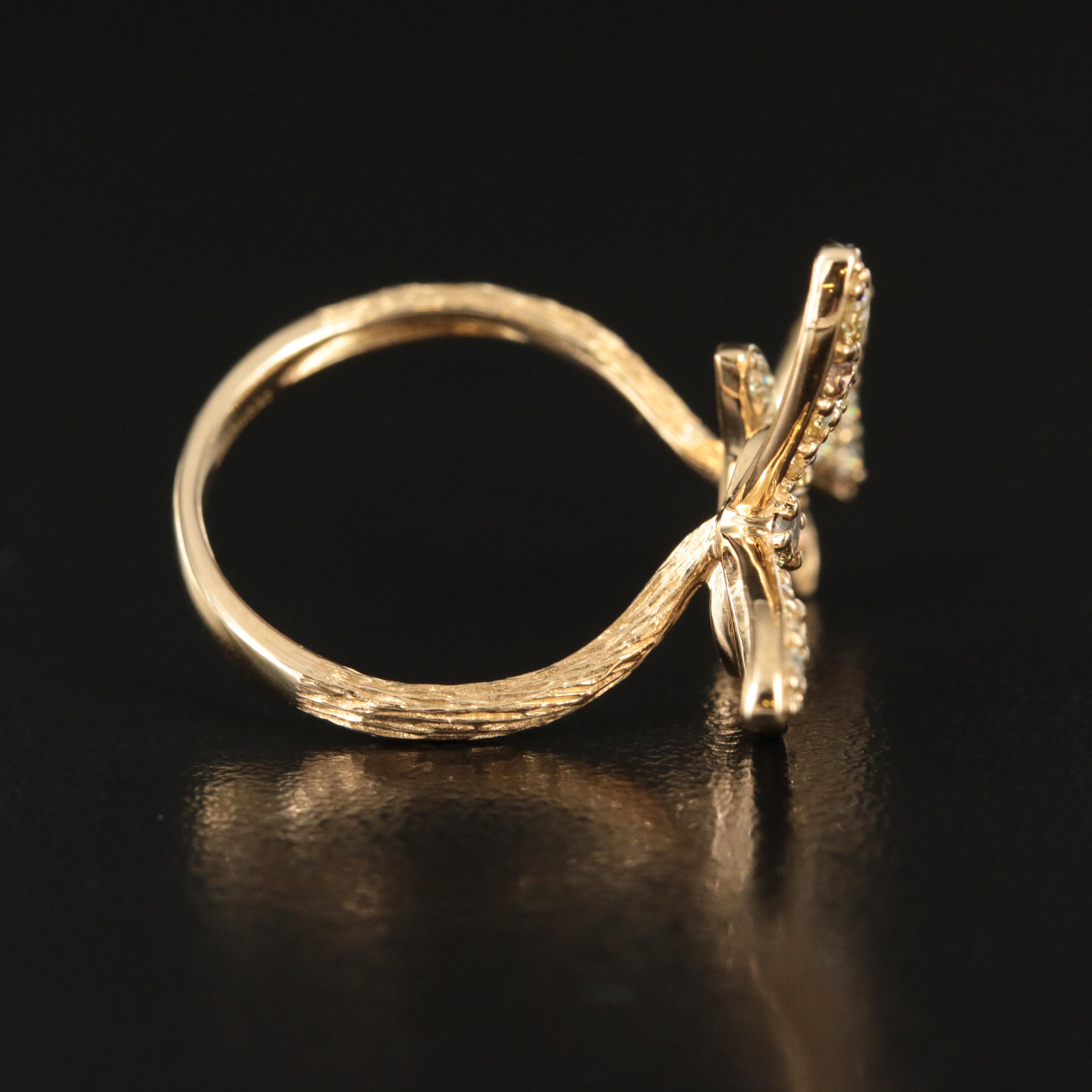 Cirari "Smithsonian" 14K 0.85 CTW Diamond Butterfly Ring with Fancy Color Stones