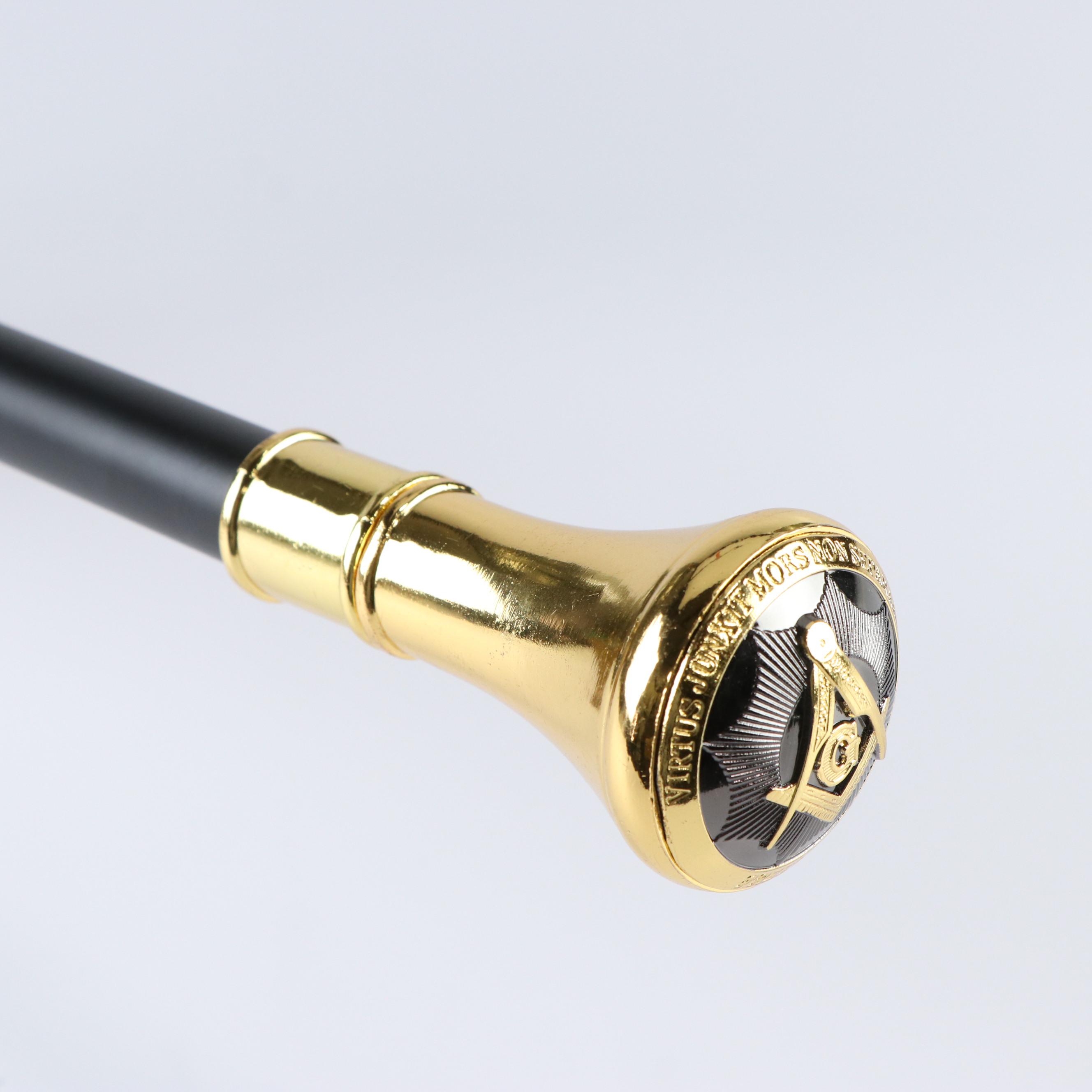 Masonic Steel and Gilt Walking Cane, Watch and Coin