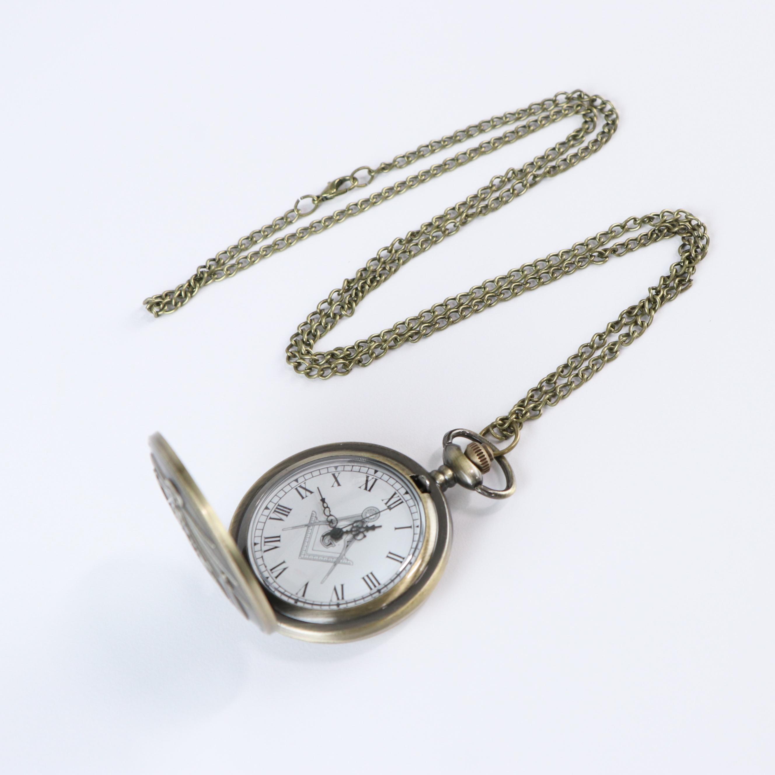 Masonic Steel and Gilt Walking Cane, Watch and Coin