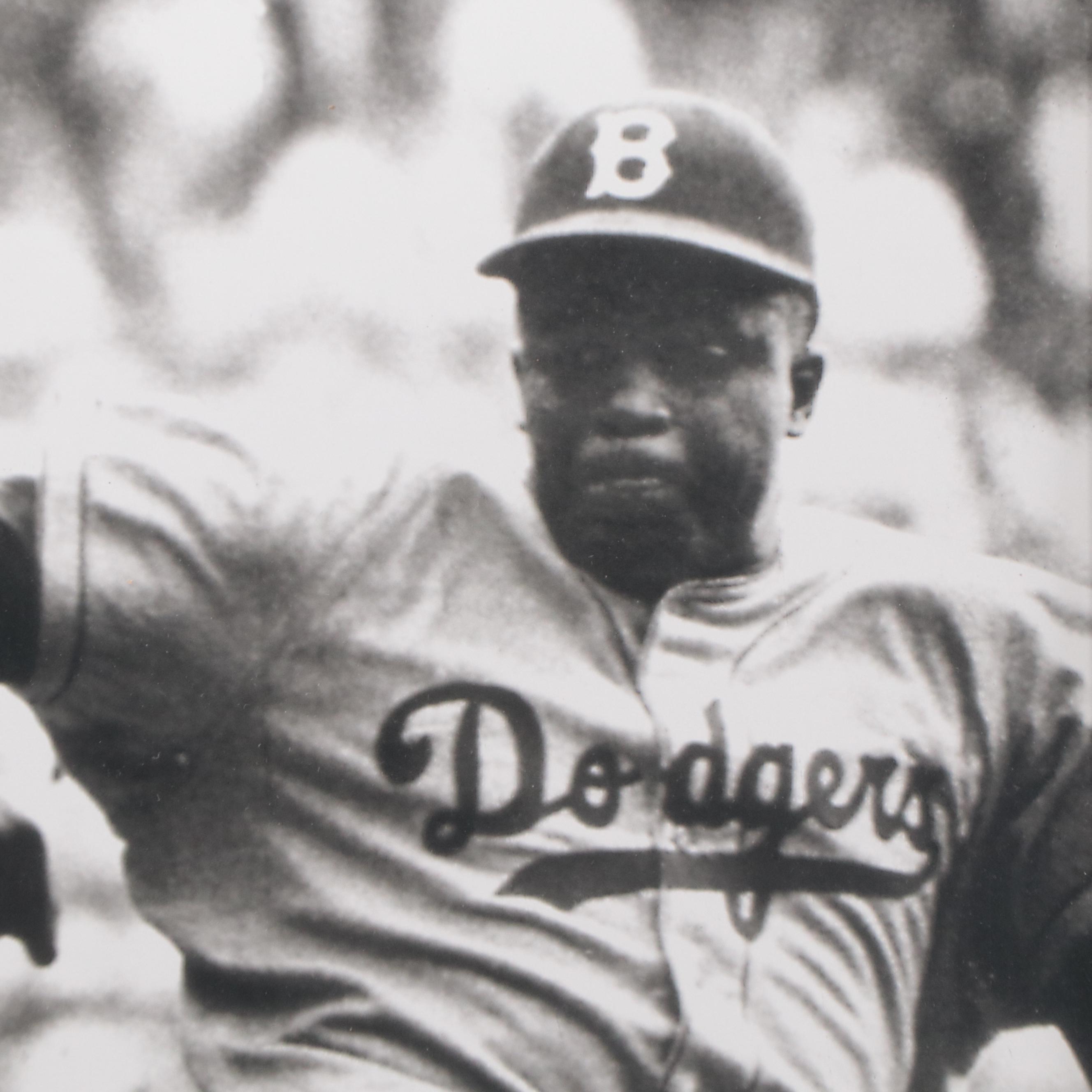 Yogi Berra Signed New York Yankees Framed Print Featuring Jackie Robinson