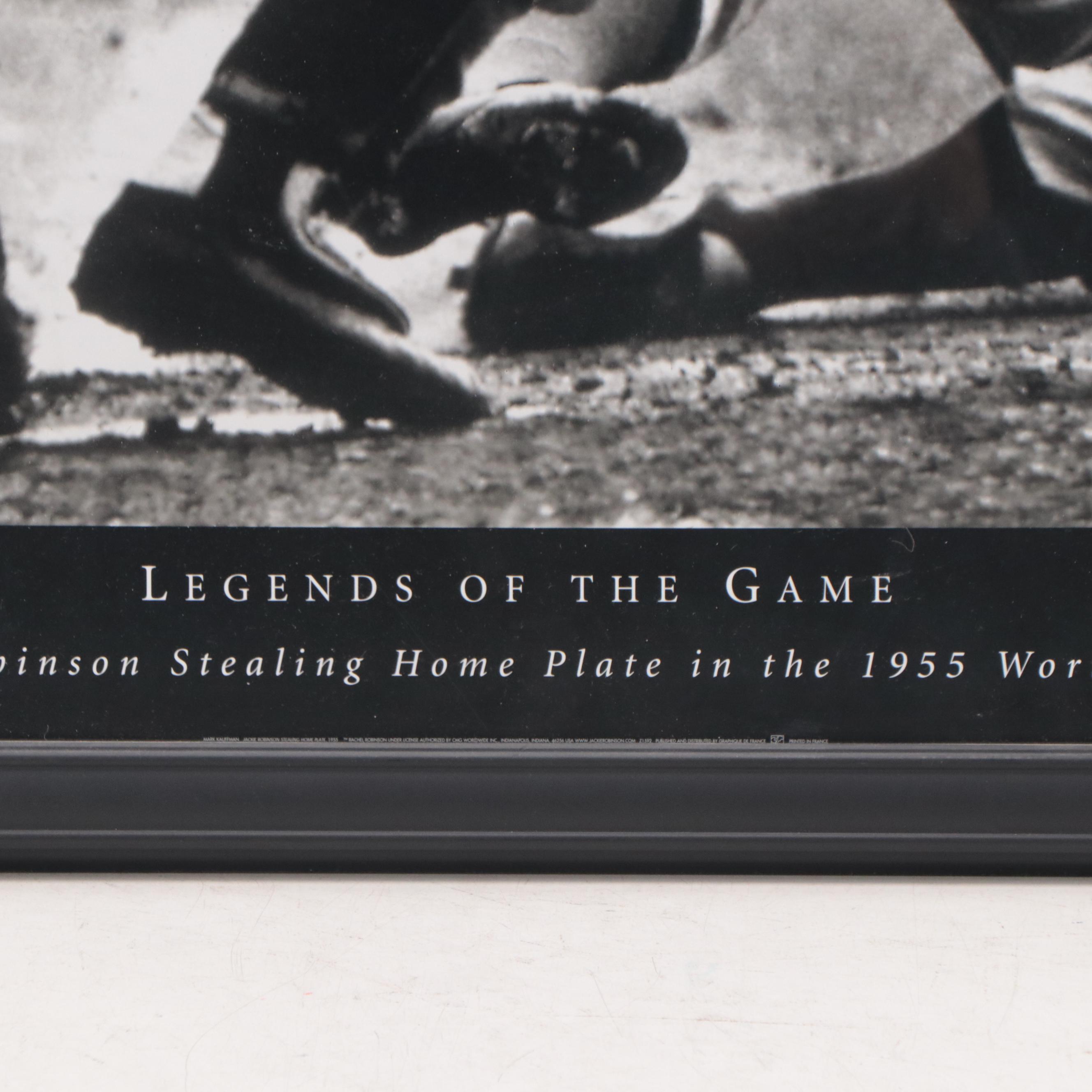 Yogi Berra Signed New York Yankees Framed Print Featuring Jackie Robinson