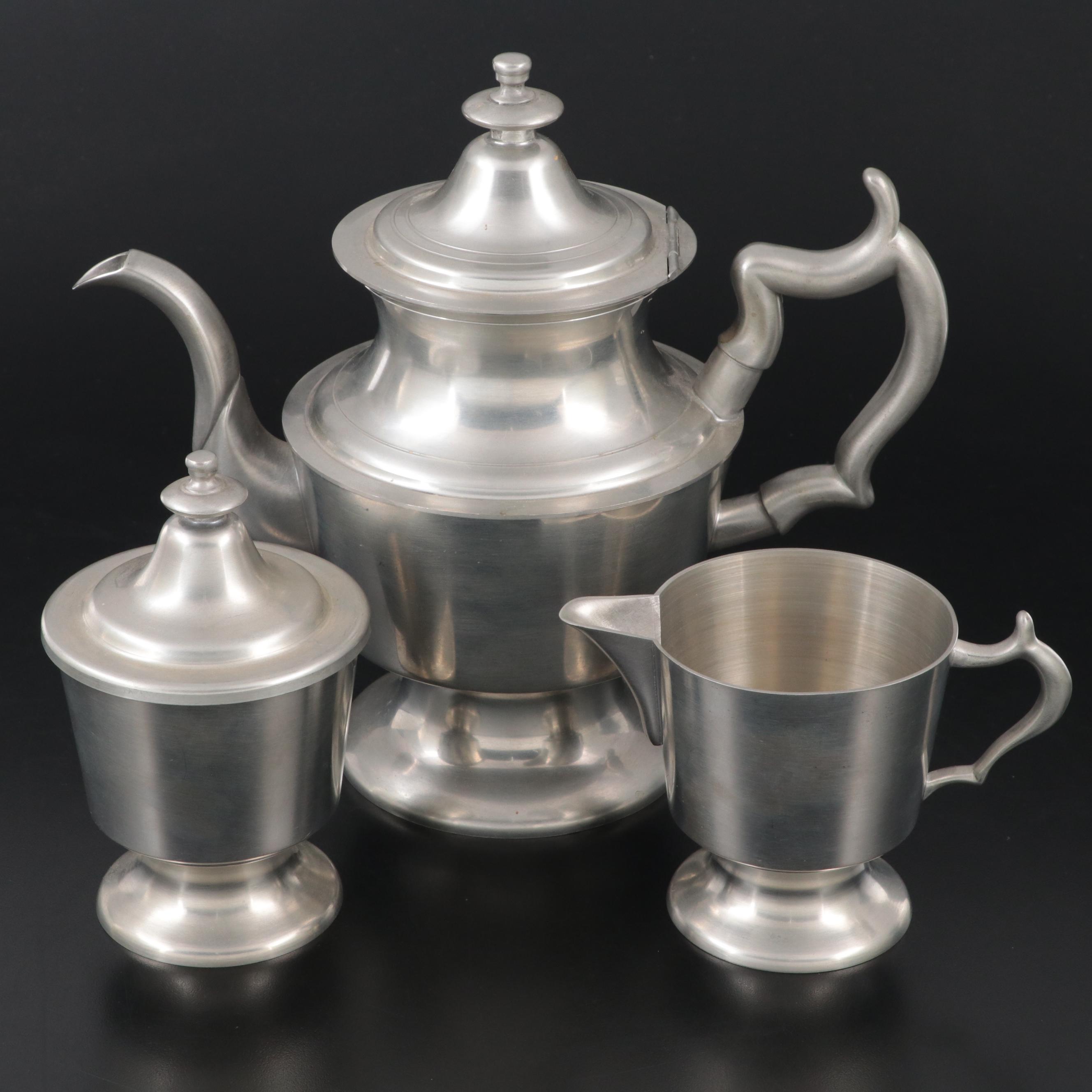 Woodbury Pewterers for the Henry Ford Museum Teapot, Creamer, and Sugar