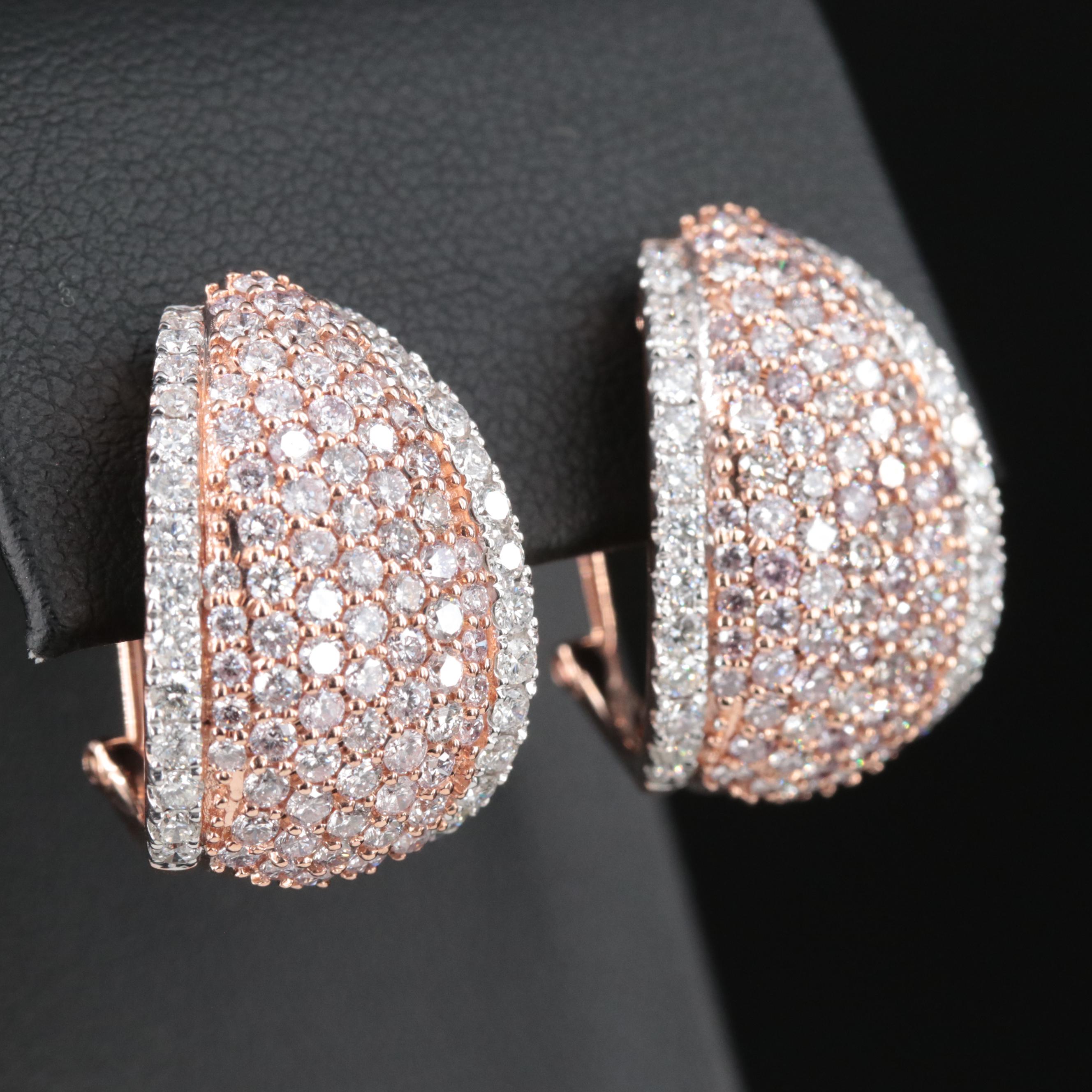Cirari Couture 14K Rose Gold 4.07 CTW Diamond J Hoop Earrings