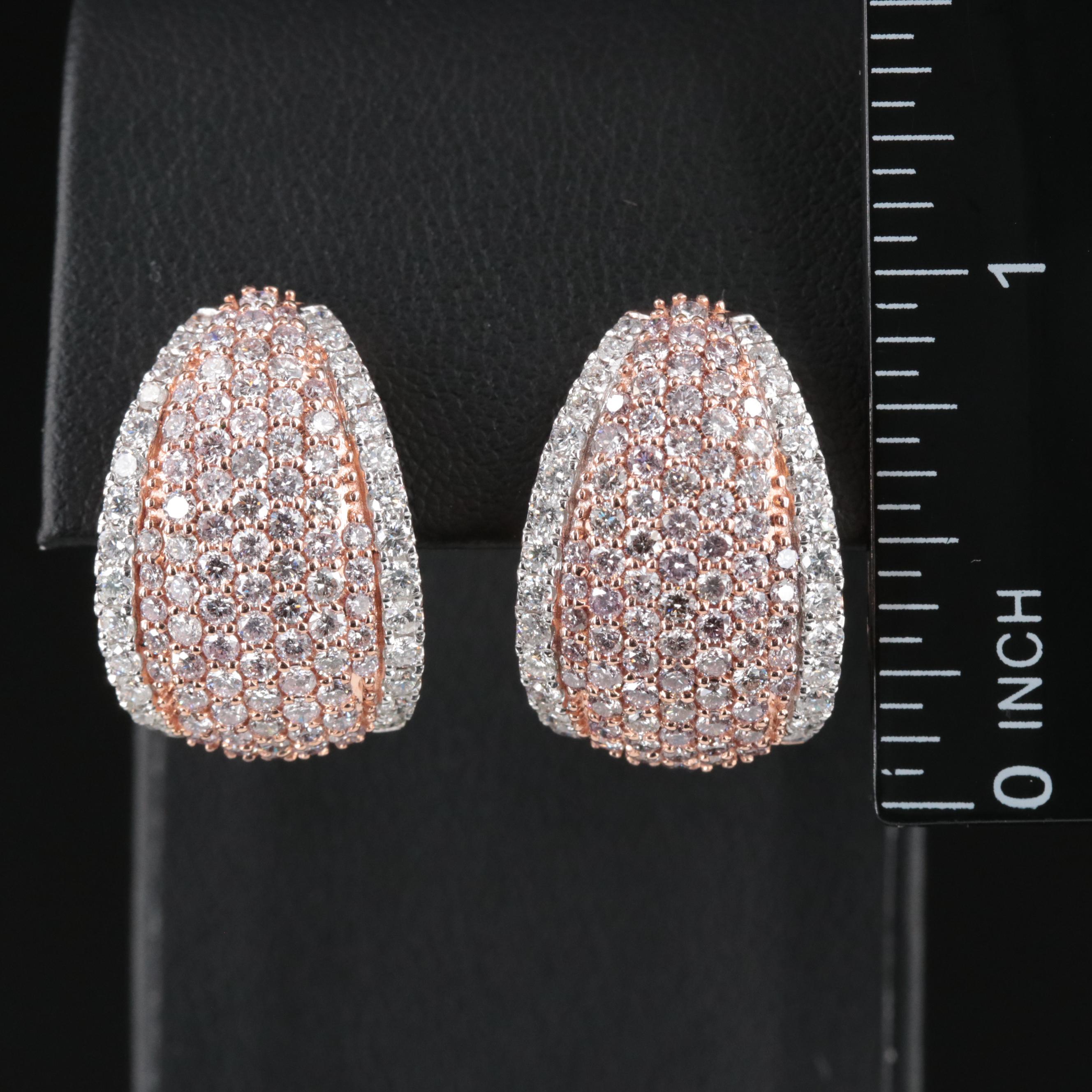 Cirari Couture 14K Rose Gold 4.07 CTW Diamond J Hoop Earrings