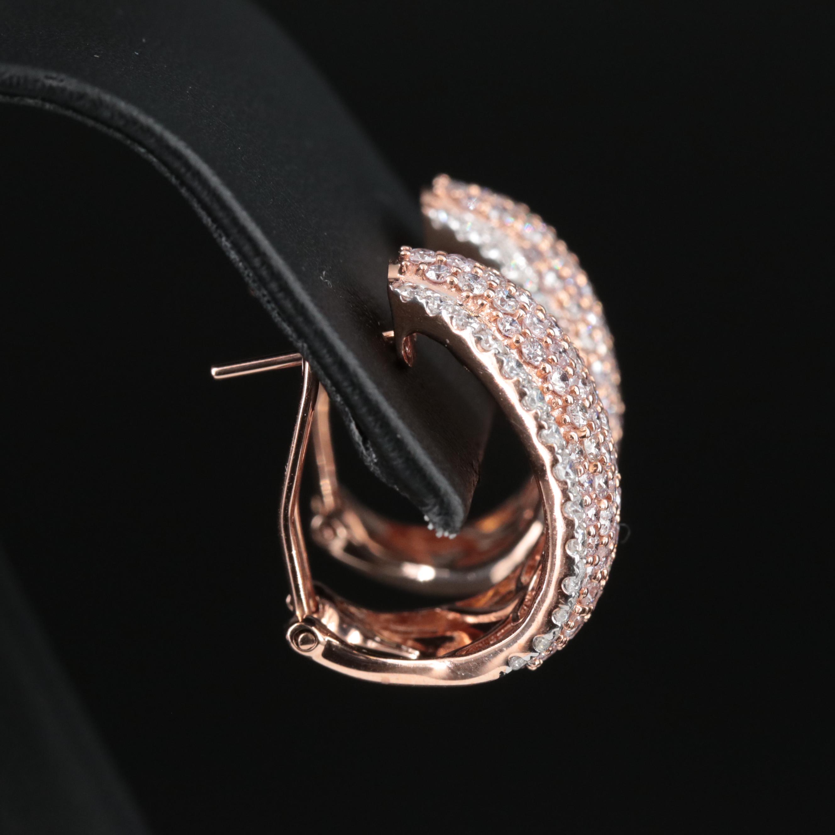 Cirari Couture 14K Rose Gold 4.07 CTW Diamond J Hoop Earrings