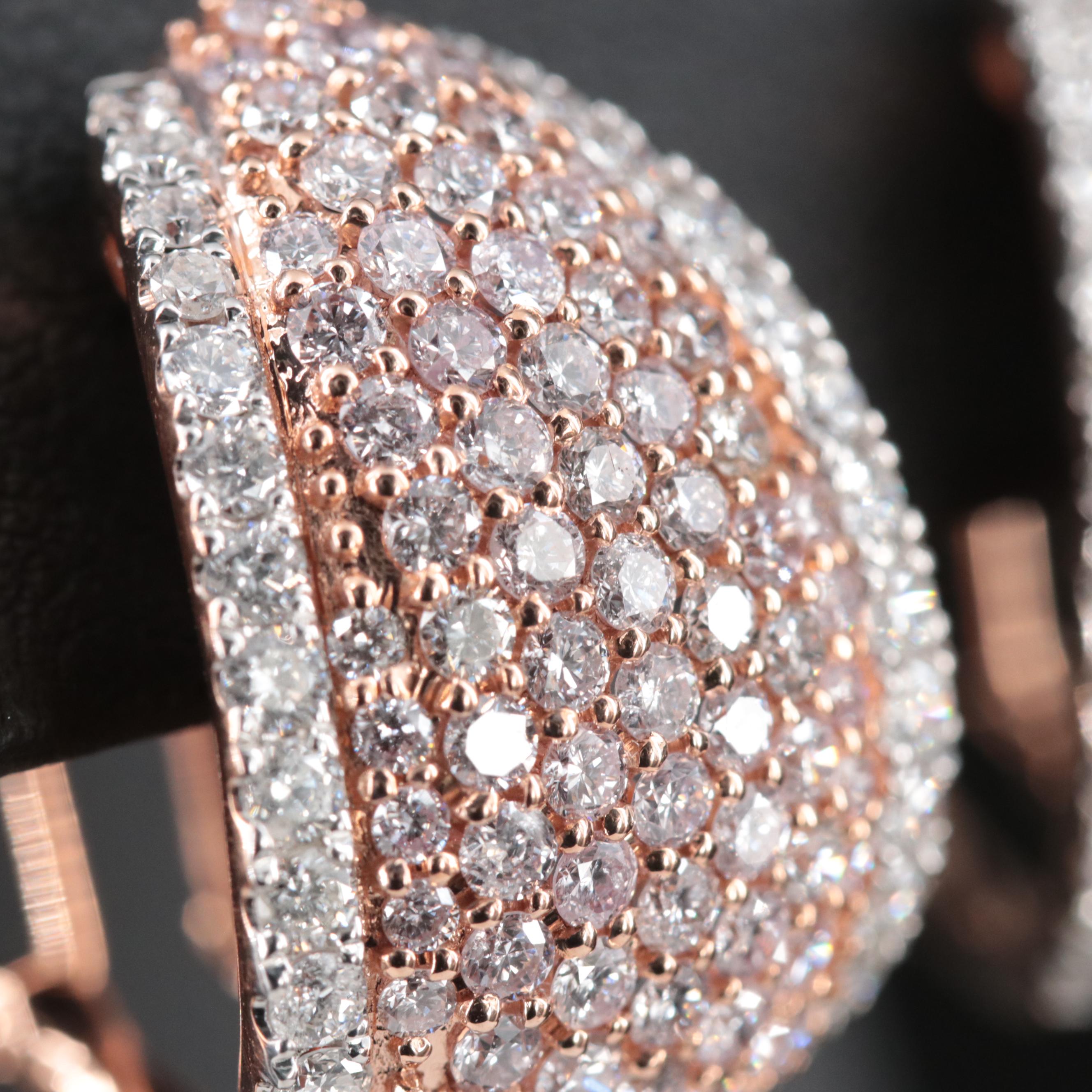 Cirari Couture 14K Rose Gold 4.07 CTW Diamond J Hoop Earrings