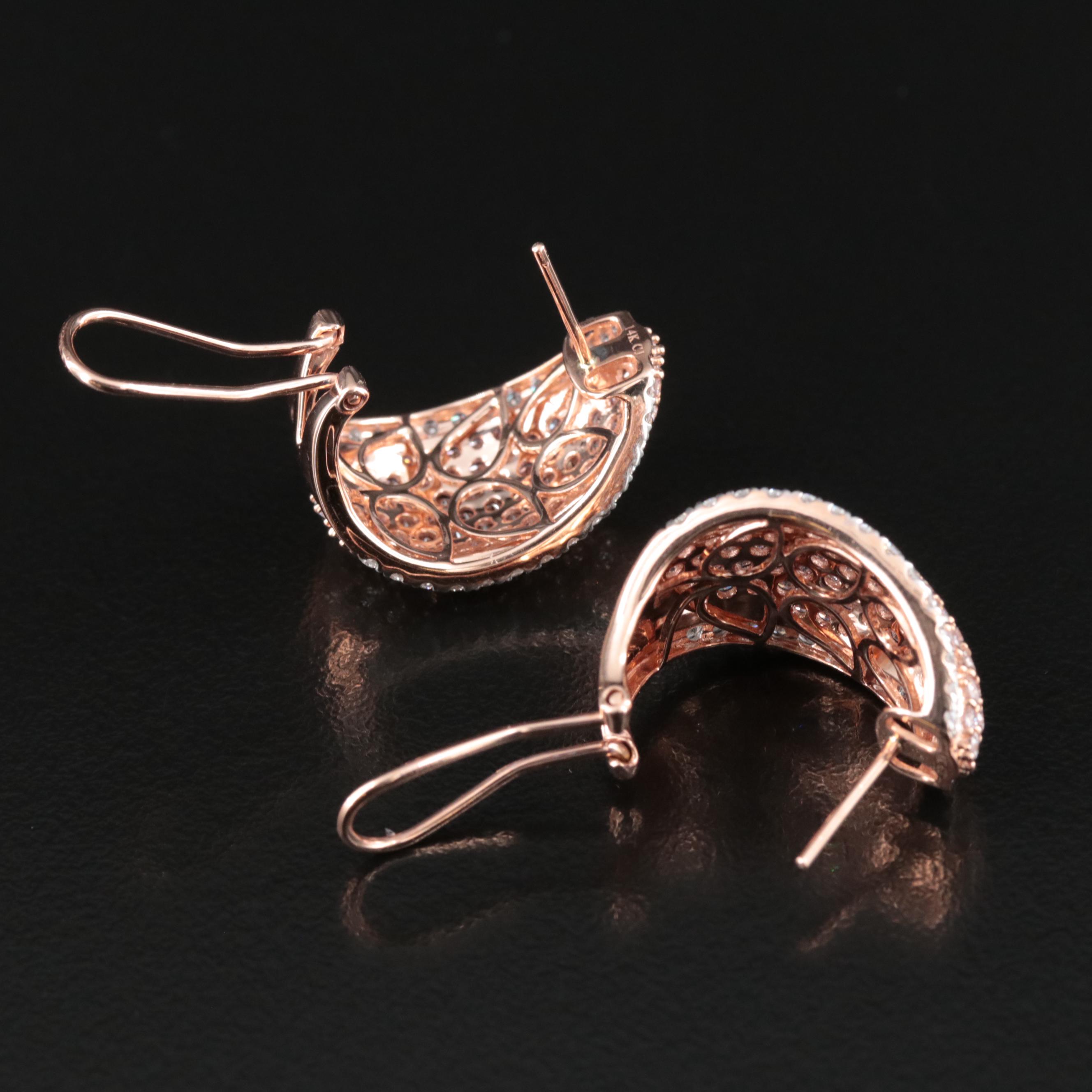 Cirari Couture 14K Rose Gold 4.07 CTW Diamond J Hoop Earrings