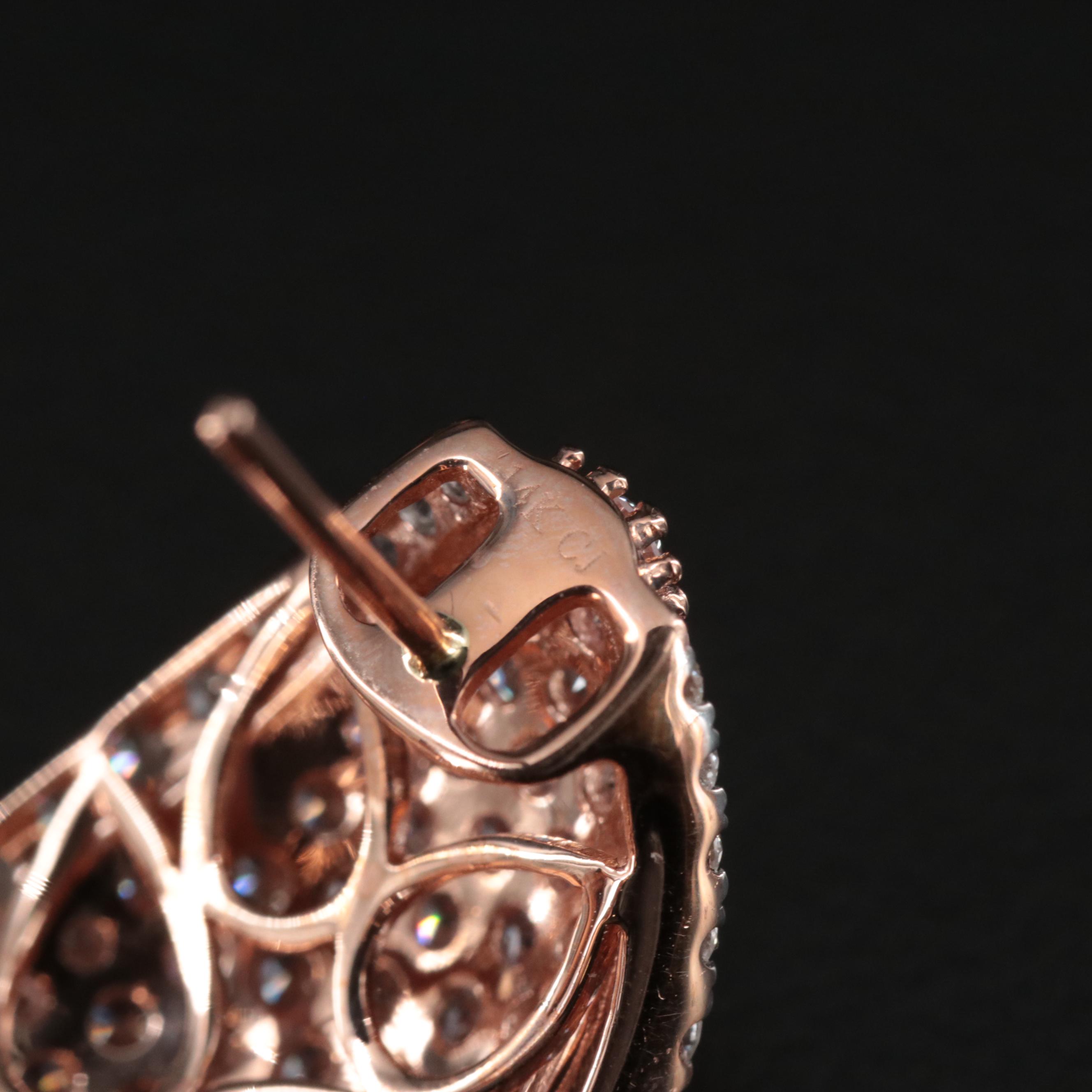 Cirari Couture 14K Rose Gold 4.07 CTW Diamond J Hoop Earrings