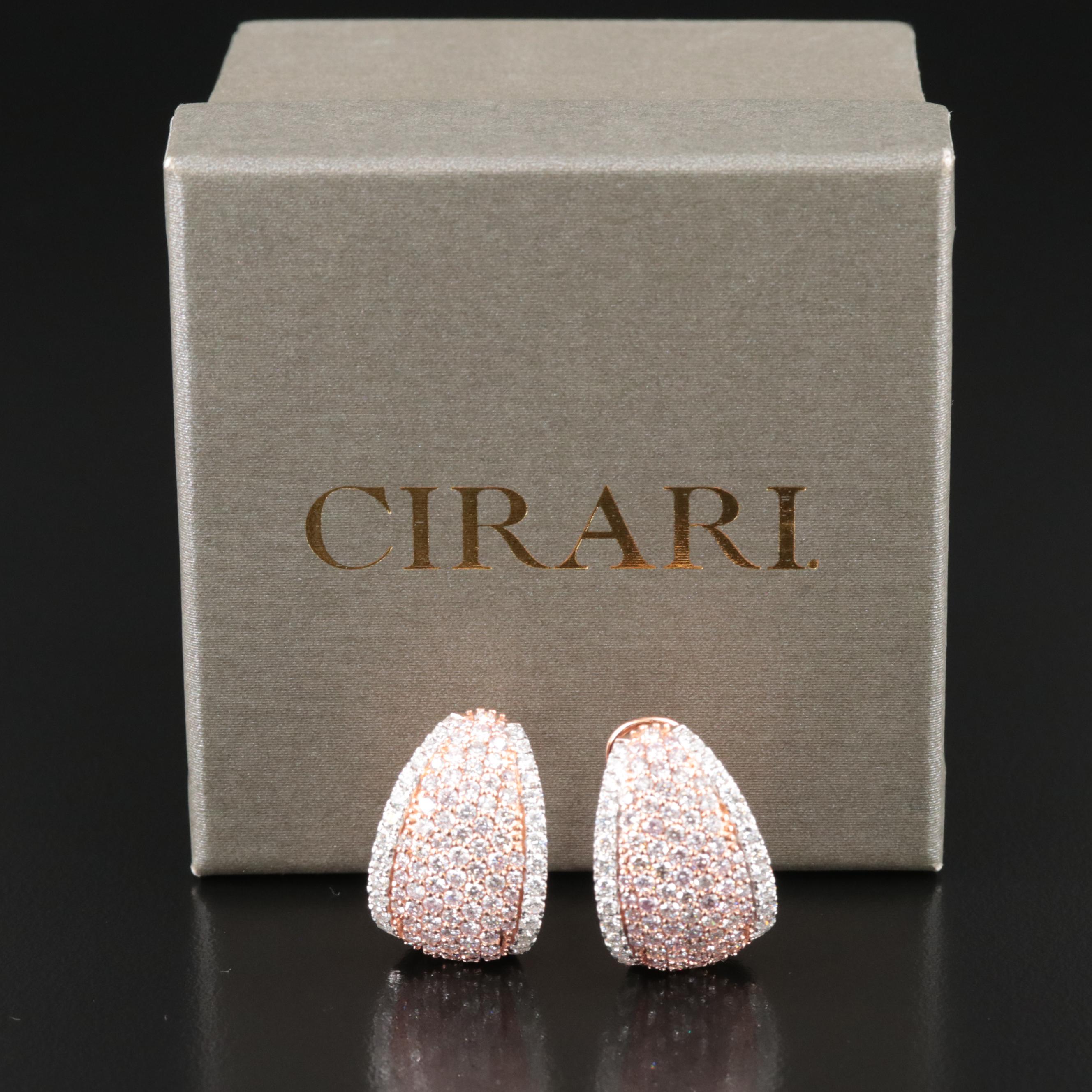 Cirari Couture 14K Rose Gold 4.07 CTW Diamond J Hoop Earrings