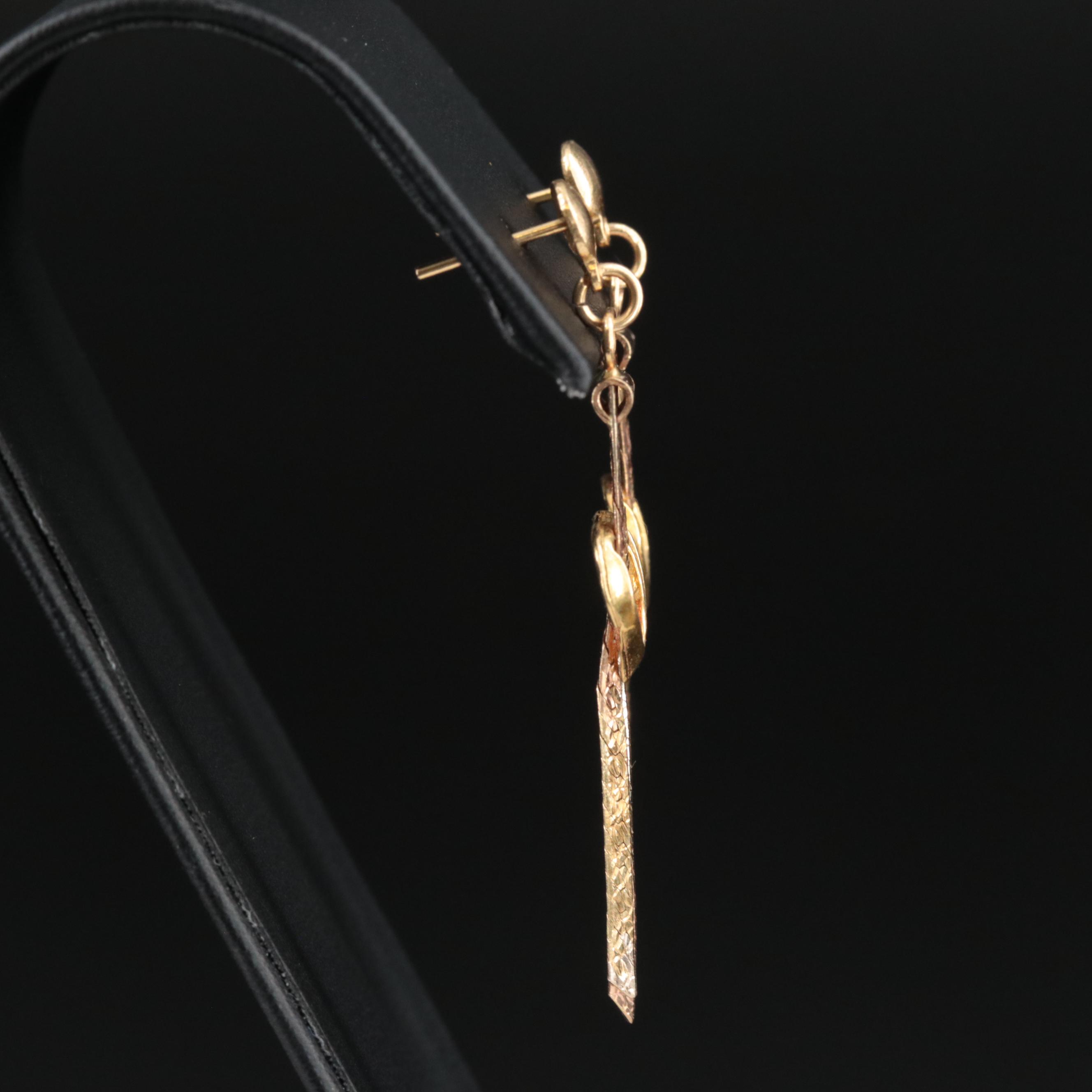 18K Heart and Herringbone Earrings