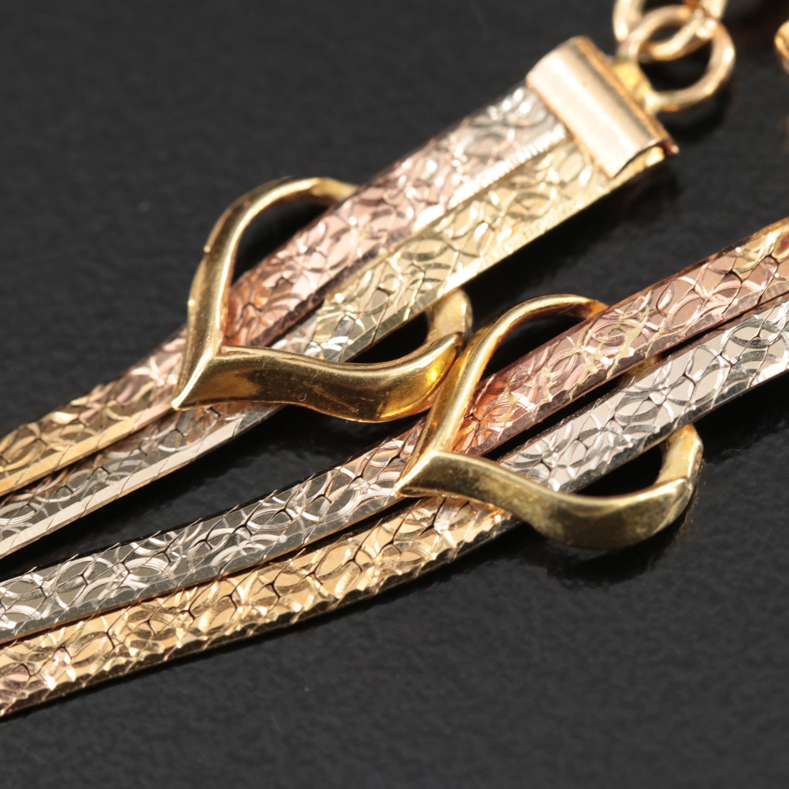 18K Heart and Herringbone Earrings