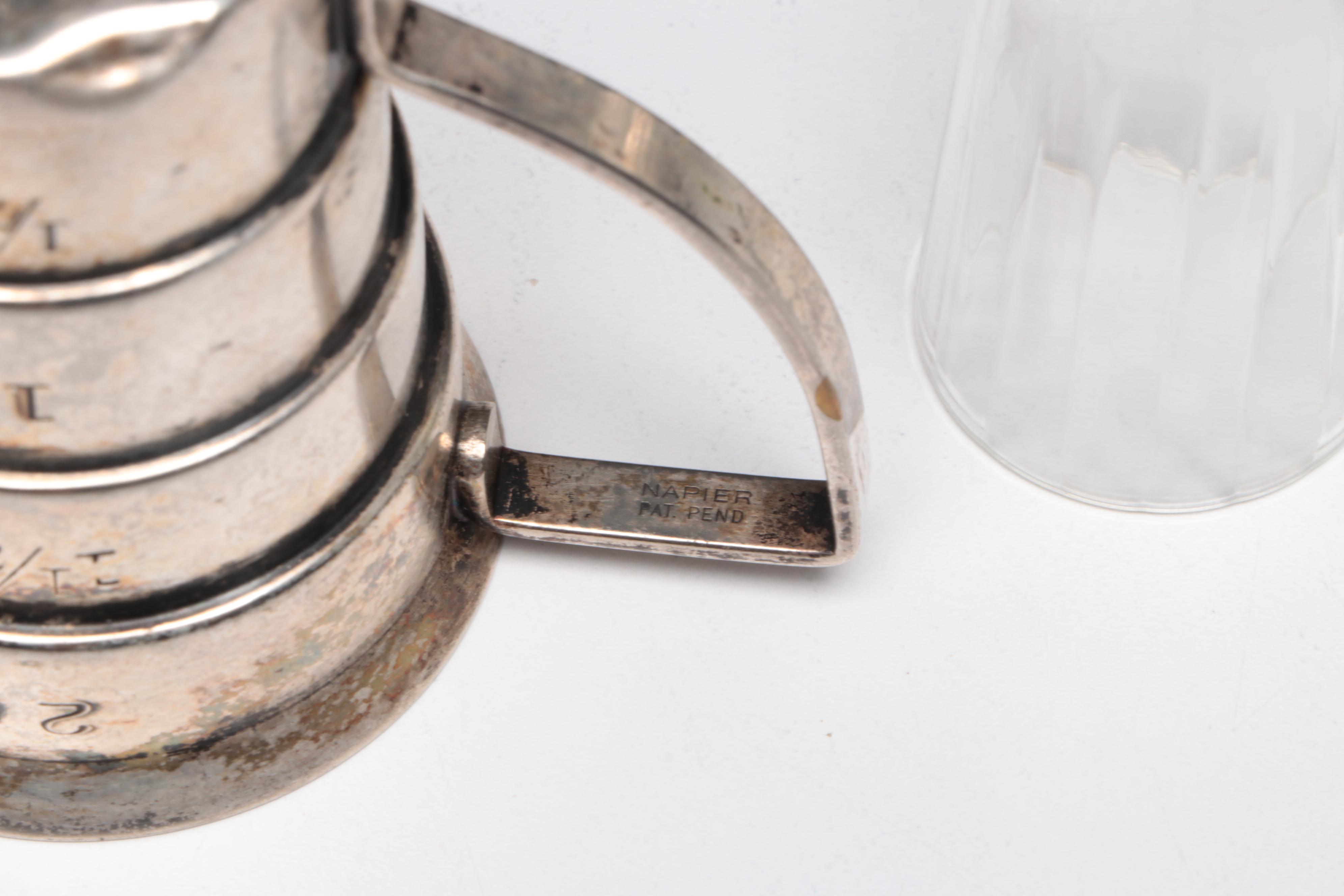 Mid Century Modern Pump Shot Dispenser with Other Barware