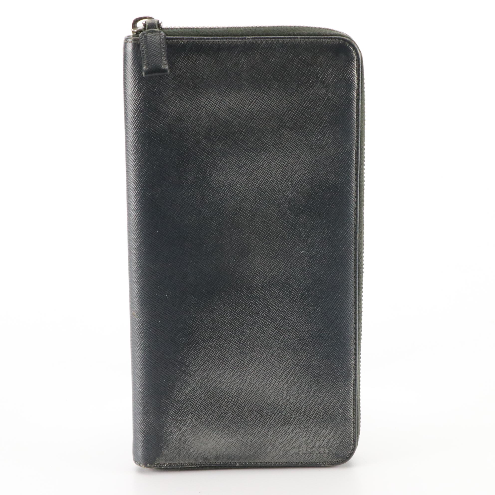 Prada Zip Around Travel Wallet 2M1220 in Palladio Saffiano Leather