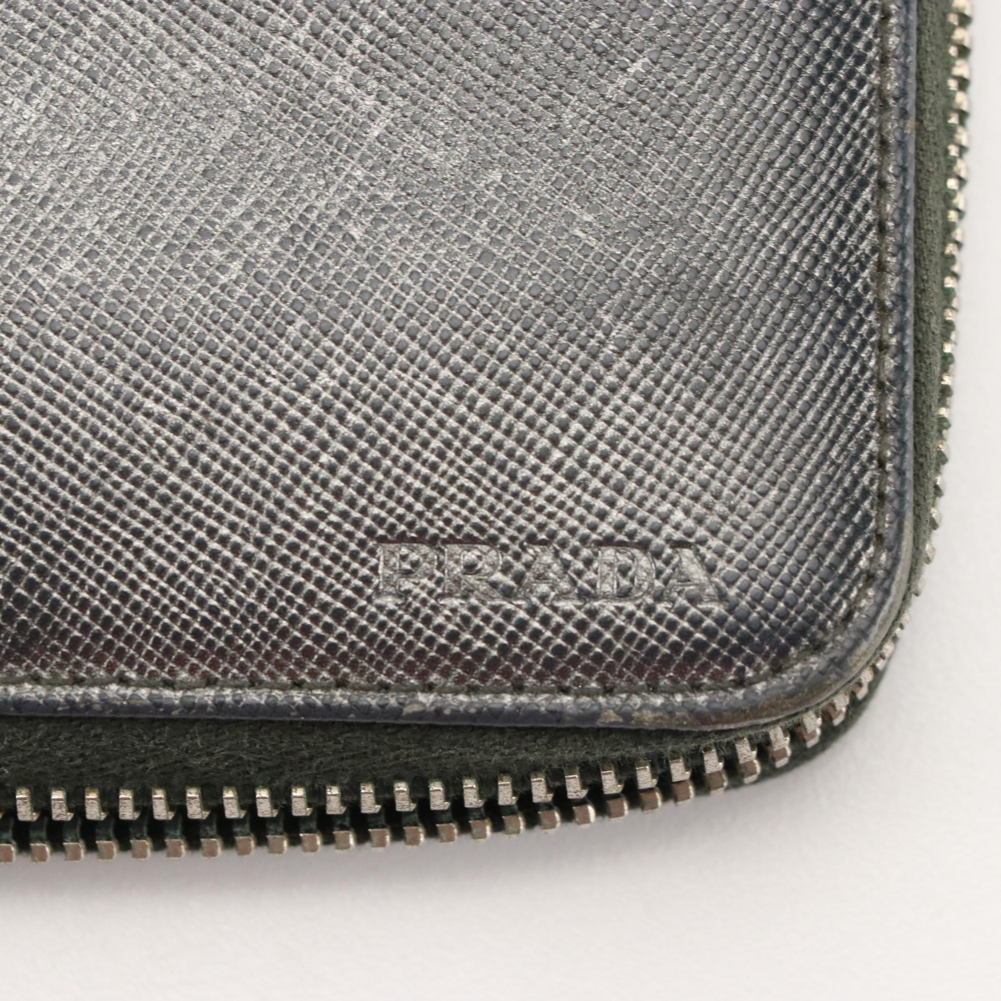 Prada Zip Around Travel Wallet 2M1220 in Palladio Saffiano Leather