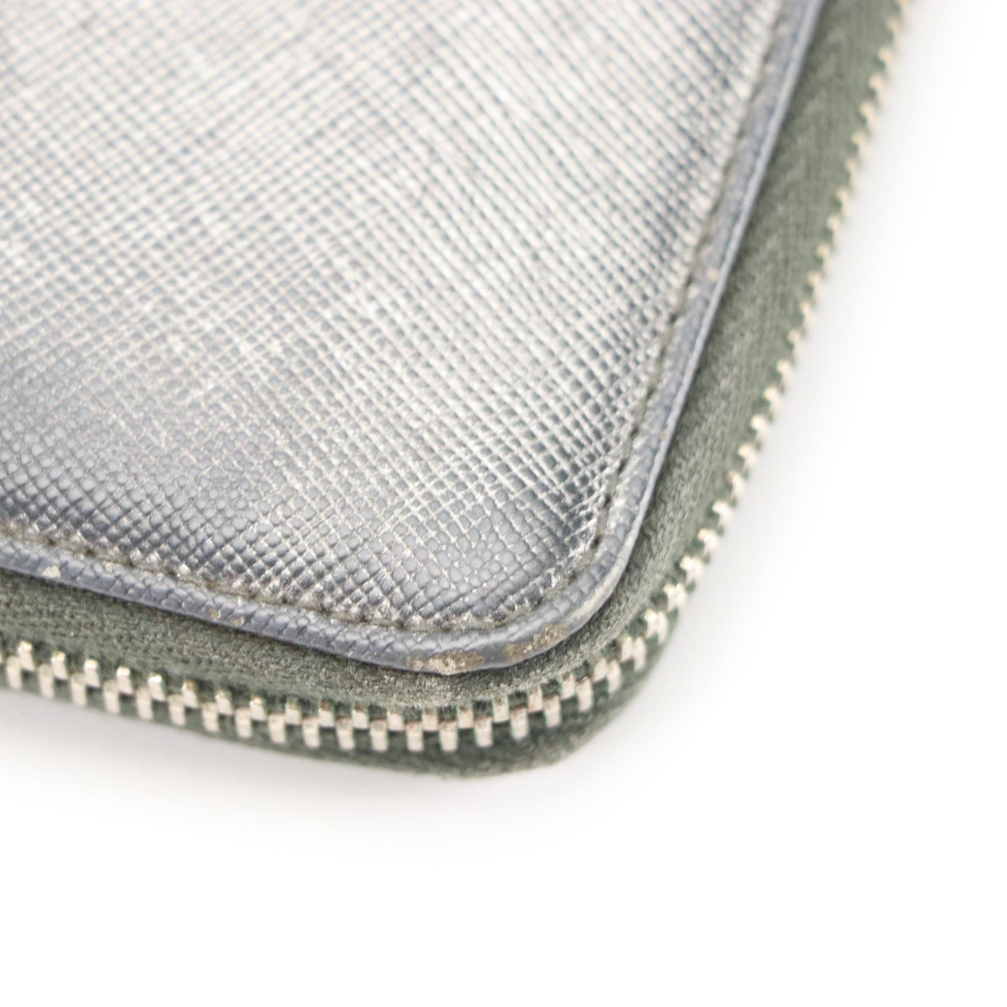 Prada Zip Around Travel Wallet 2M1220 in Palladio Saffiano Leather