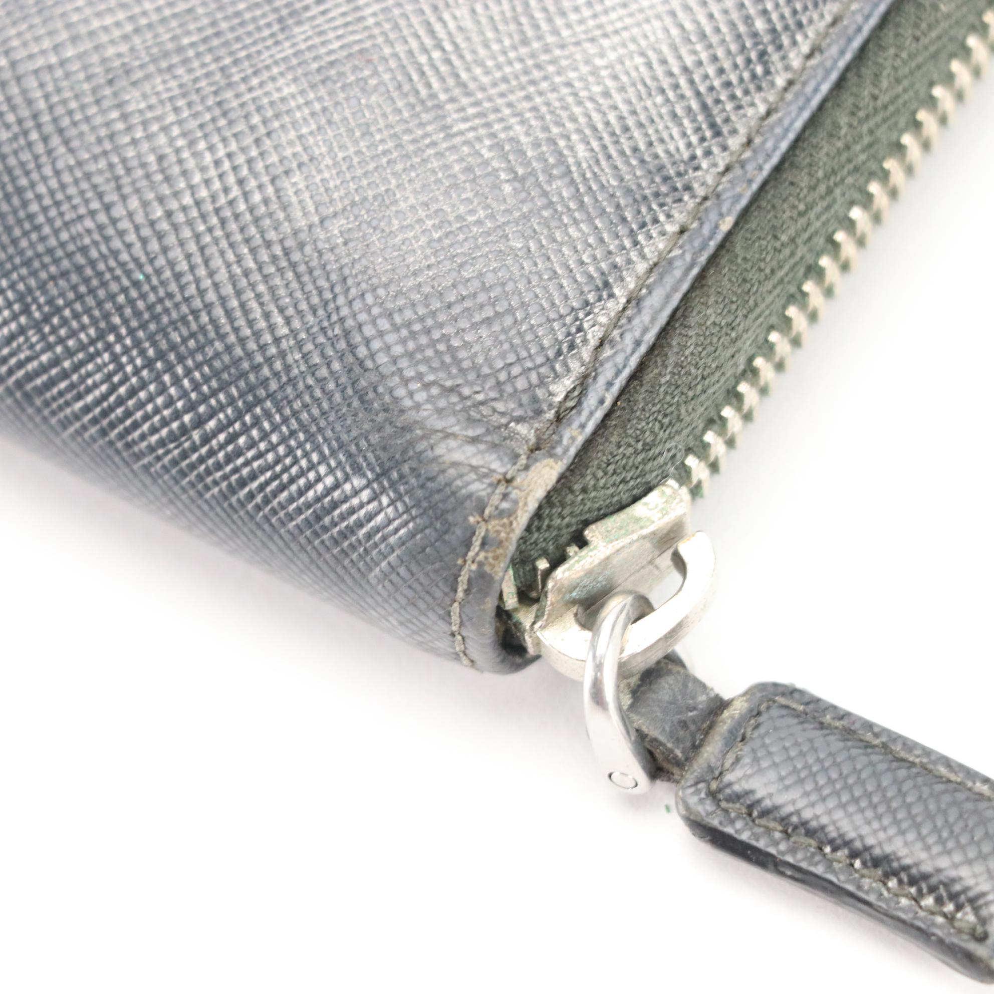 Prada Zip Around Travel Wallet 2M1220 in Palladio Saffiano Leather