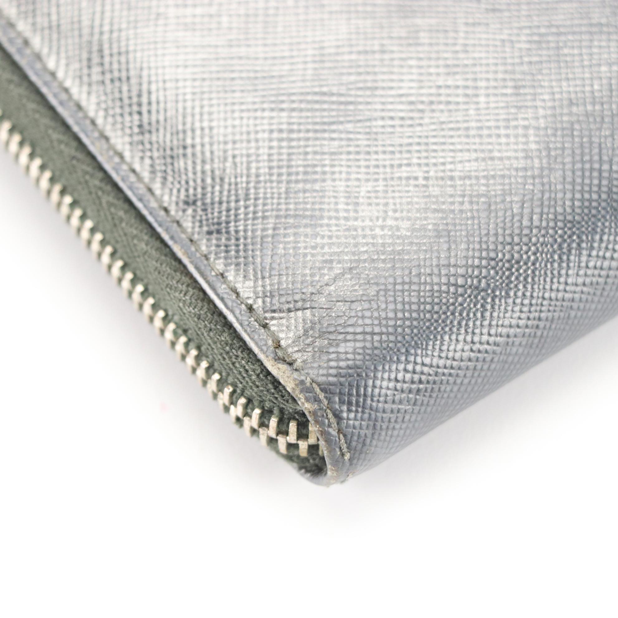 Prada Zip Around Travel Wallet 2M1220 in Palladio Saffiano Leather