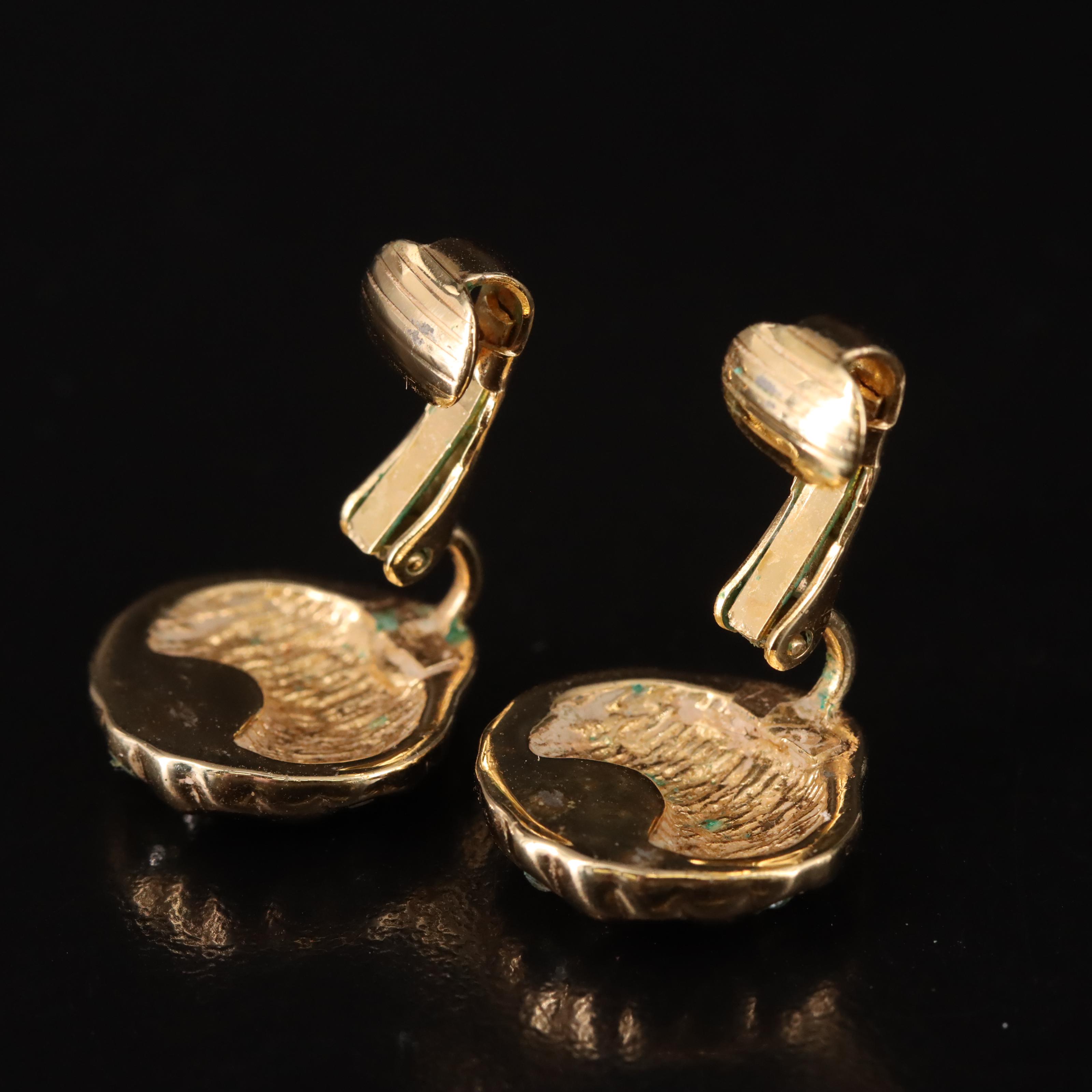 Christian Dior Shell Earrings with Rhinestones