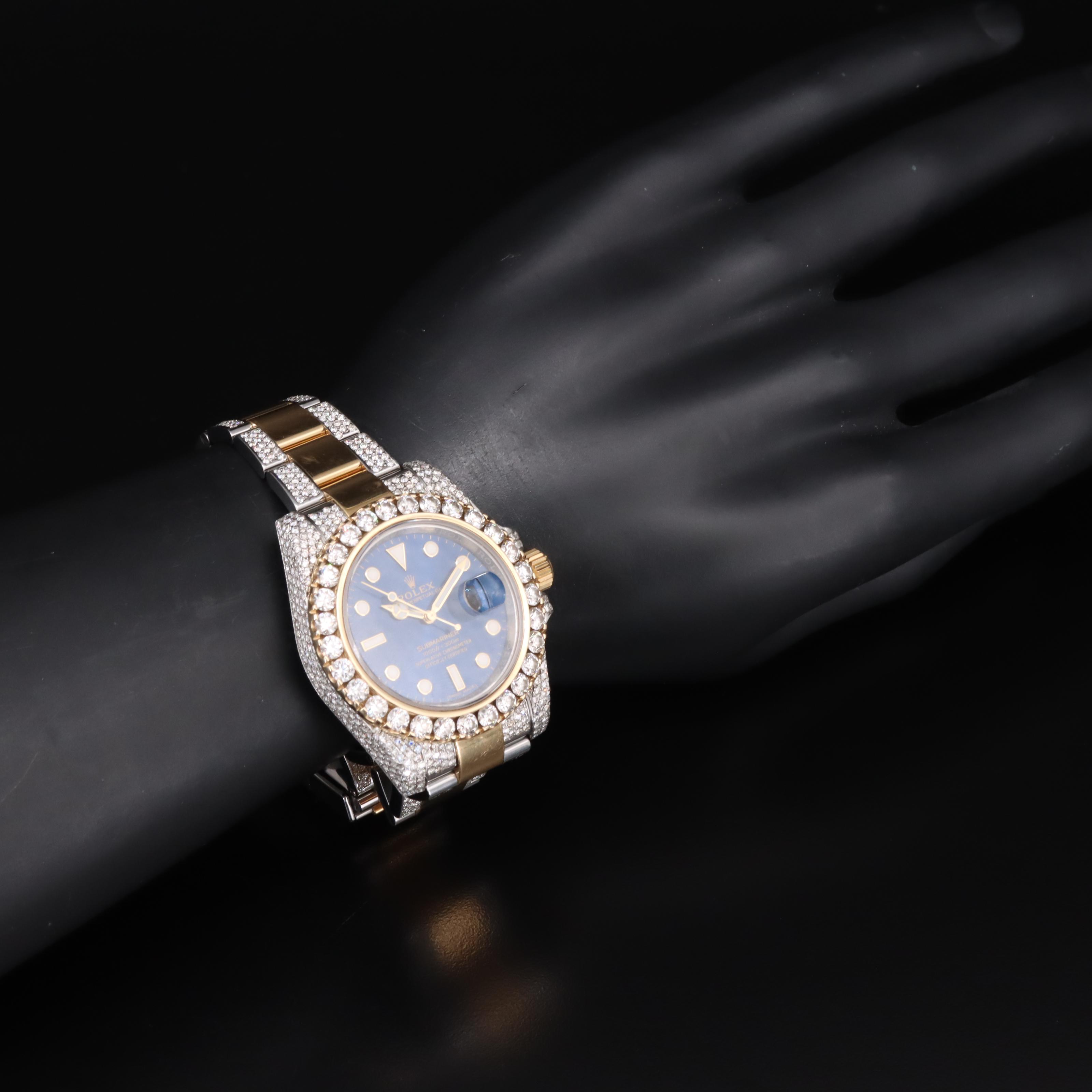 Rolex Submariner Date Custom 11.93 CTW Diamond Watch