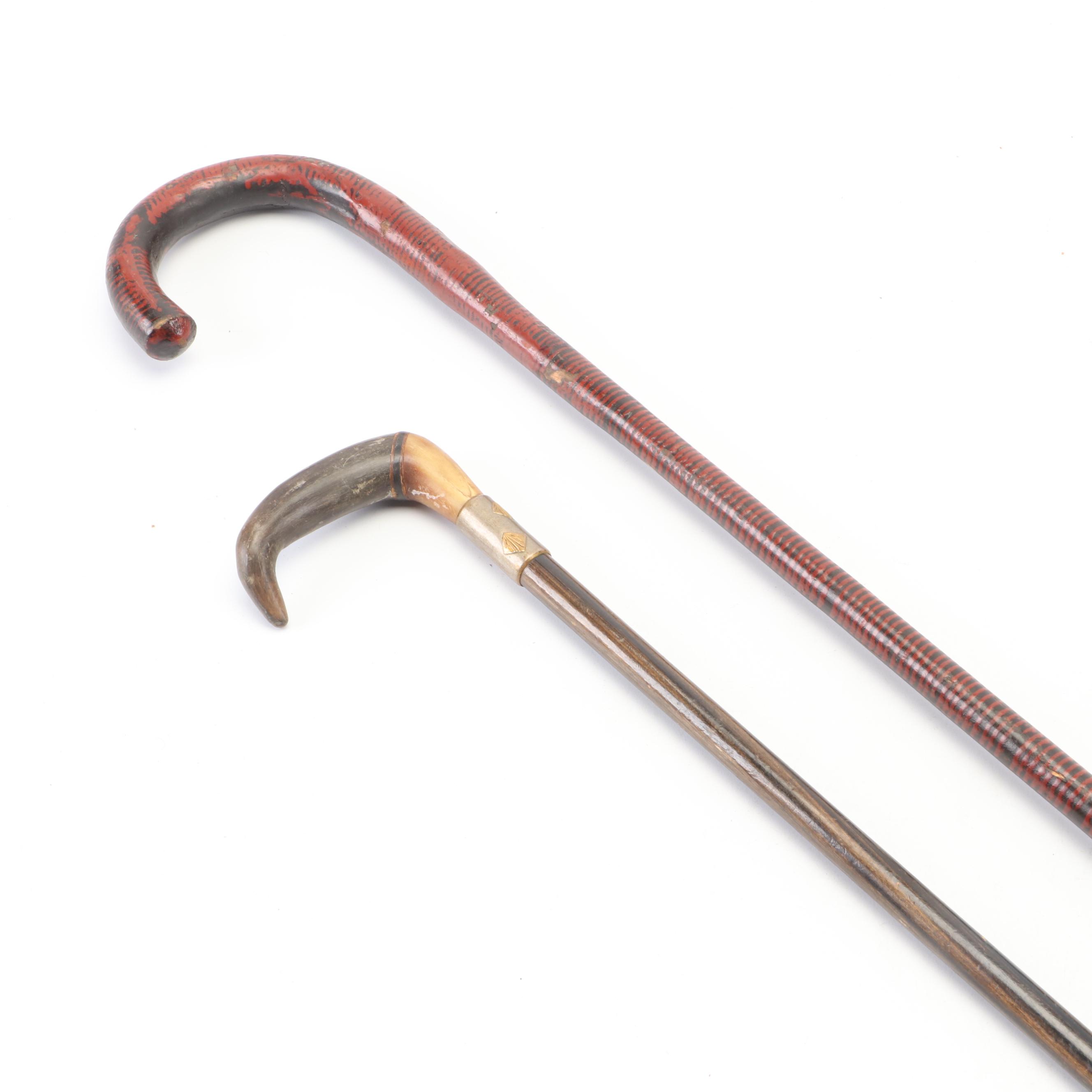 Stacked Leather Disc Cane, Cane with Steer Horn Handle, 1895 Journal and More