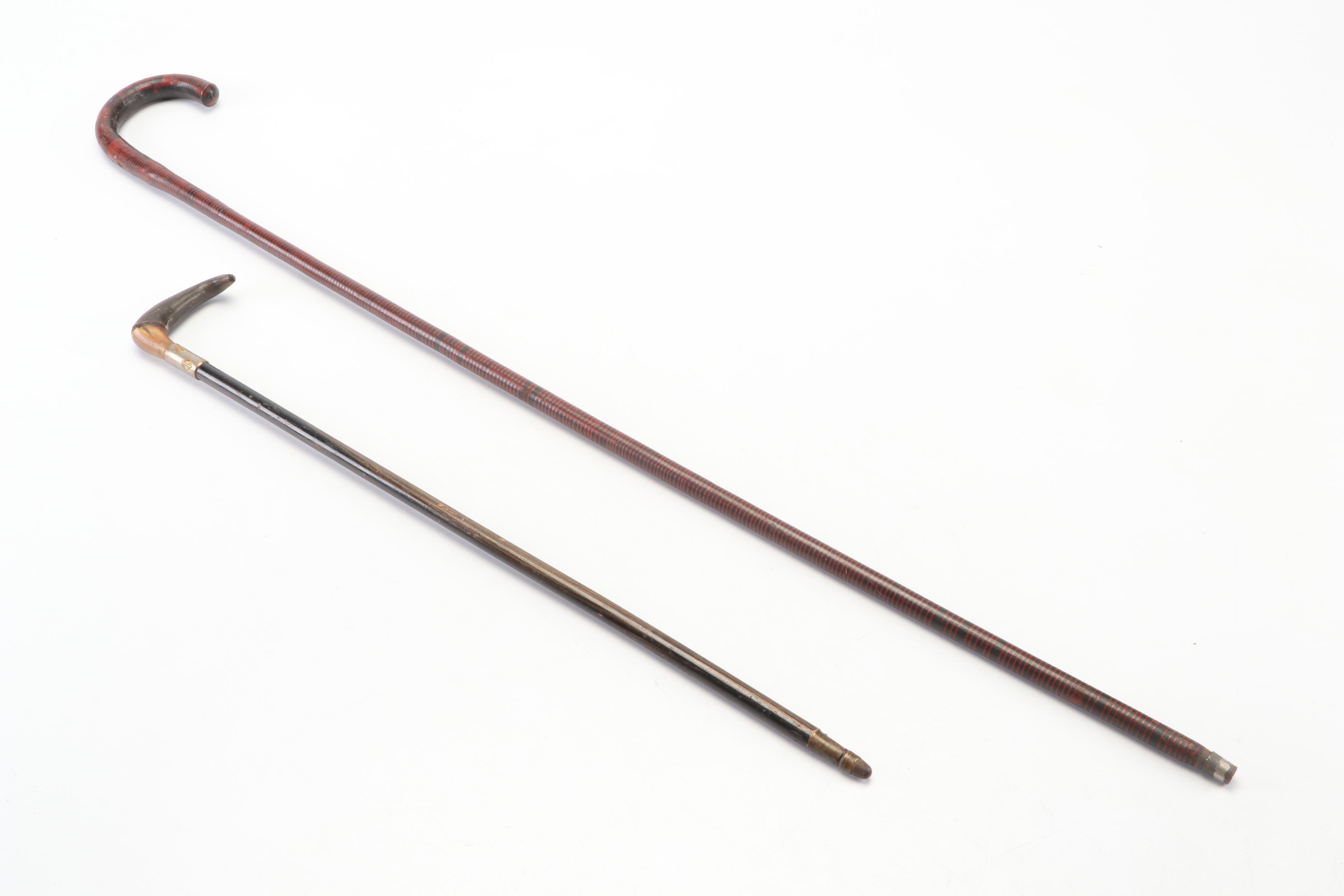 Stacked Leather Disc Cane, Cane with Steer Horn Handle, 1895 Journal and More