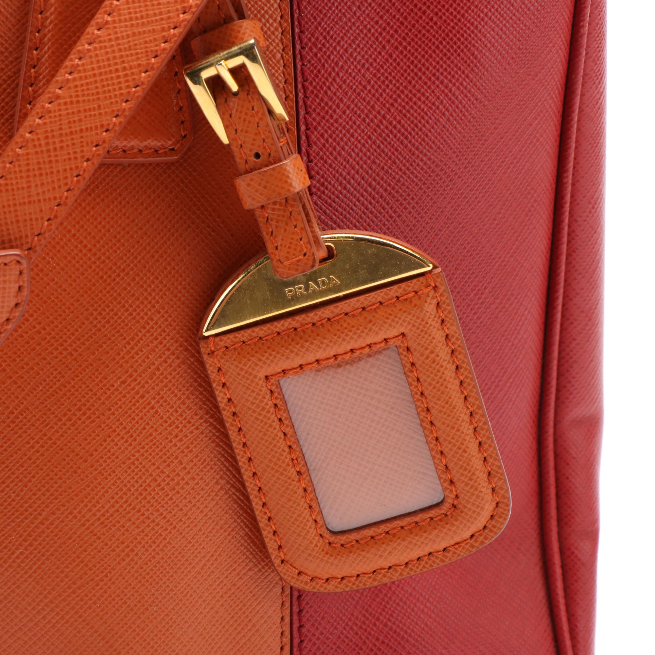 Prada Medium Double Zip Tote in Bicolor Saffiano Leather