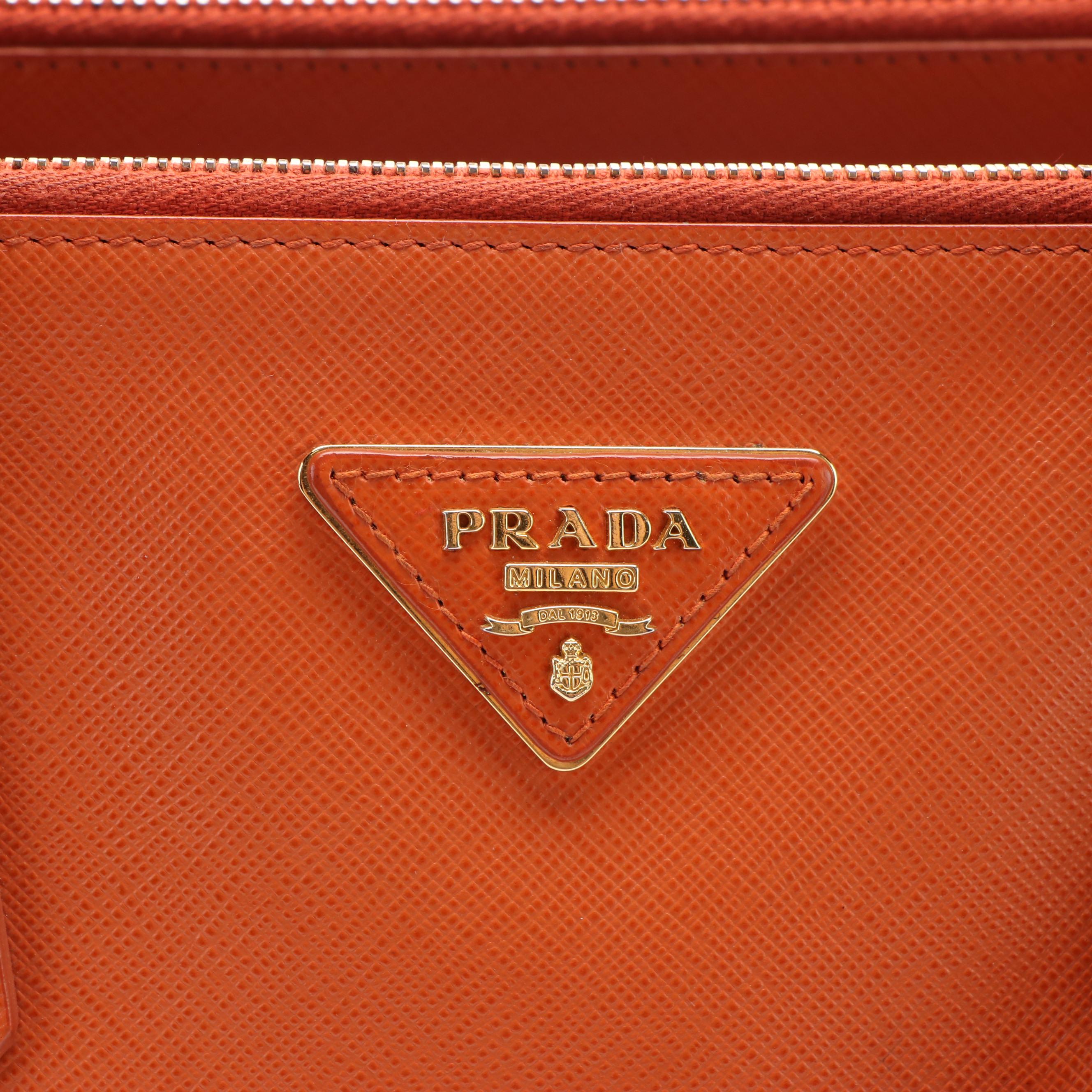 Prada Medium Double Zip Tote in Bicolor Saffiano Leather