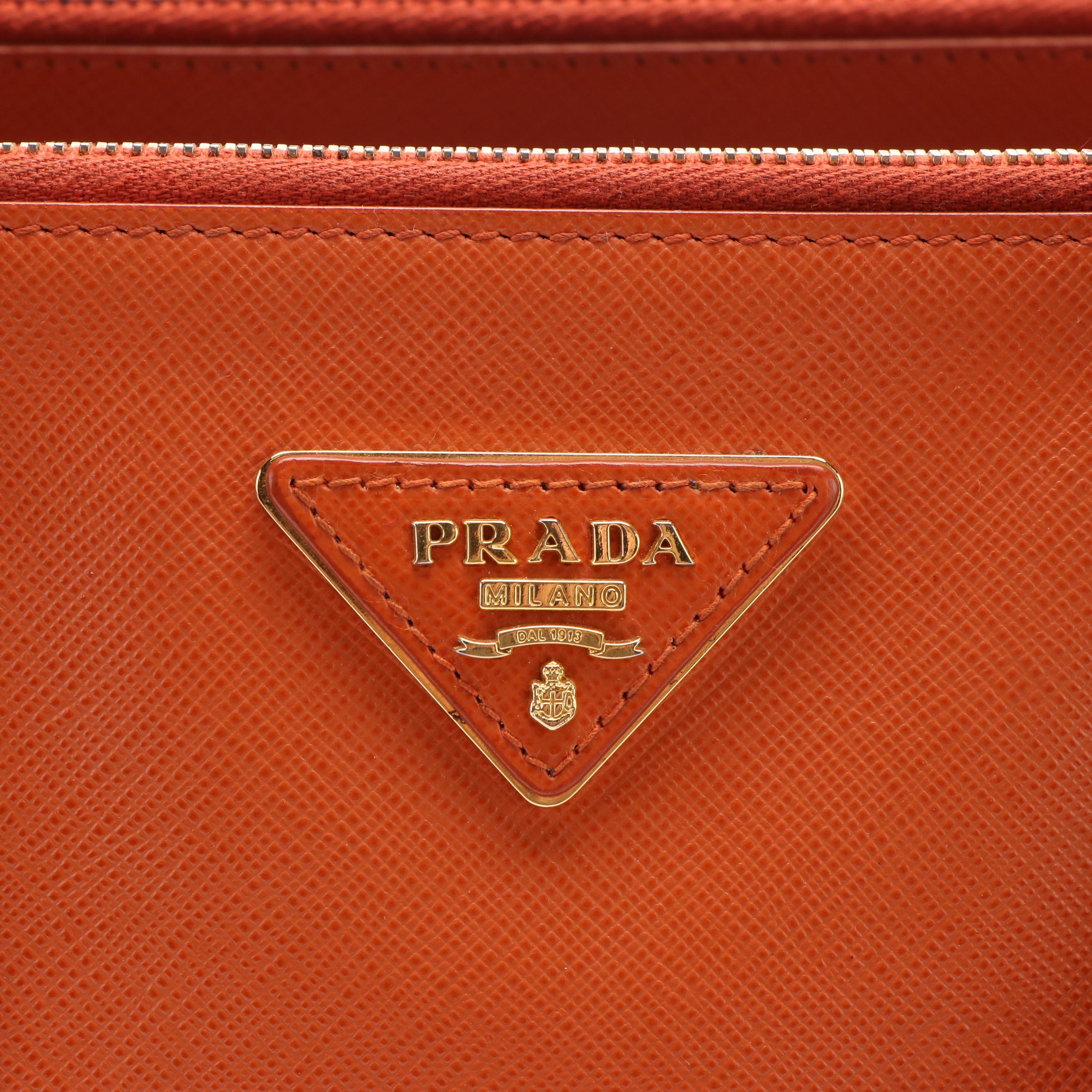 Prada Medium Double Zip Tote in Bicolor Saffiano Leather