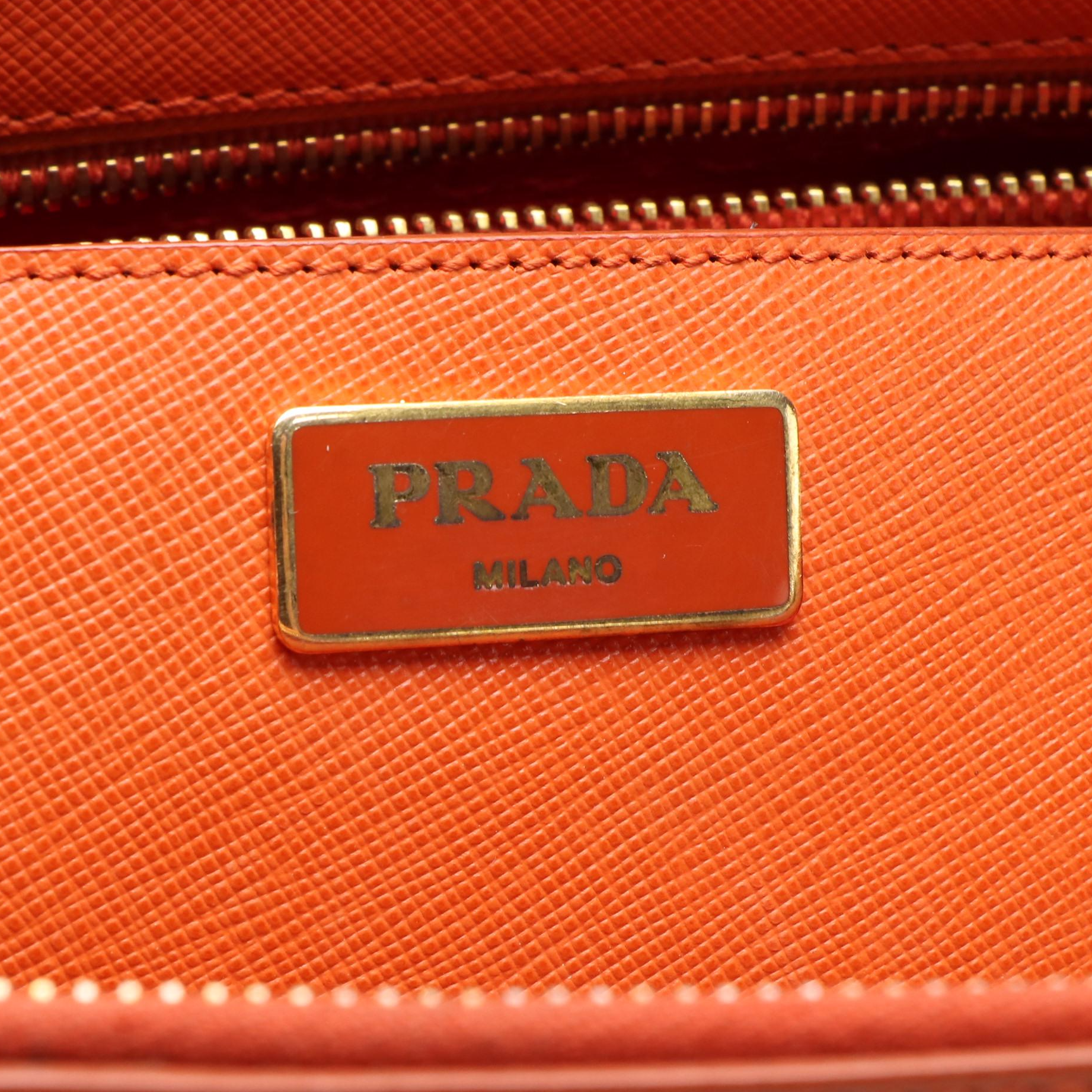Prada Medium Double Zip Tote in Bicolor Saffiano Leather