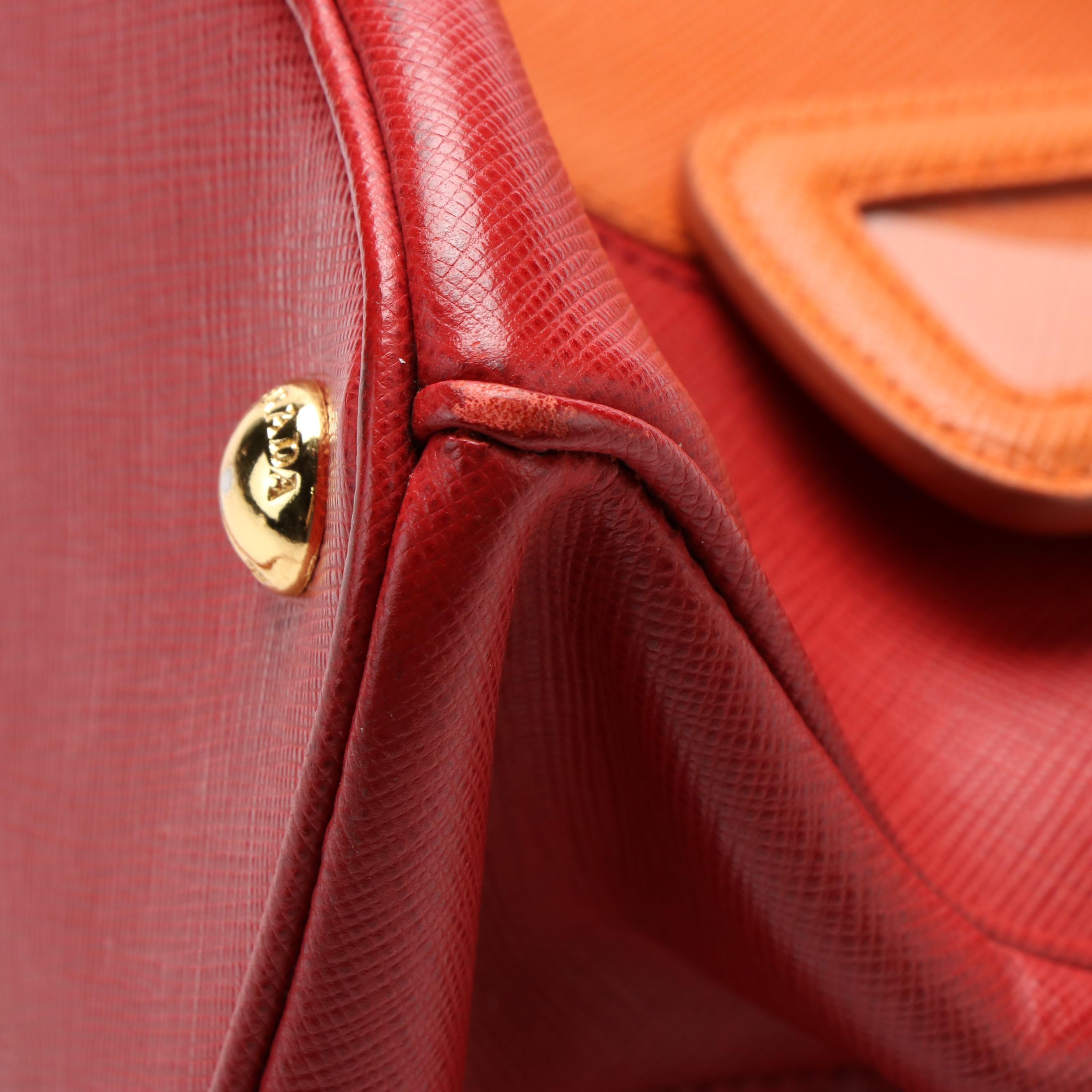 Prada Medium Double Zip Tote in Bicolor Saffiano Leather