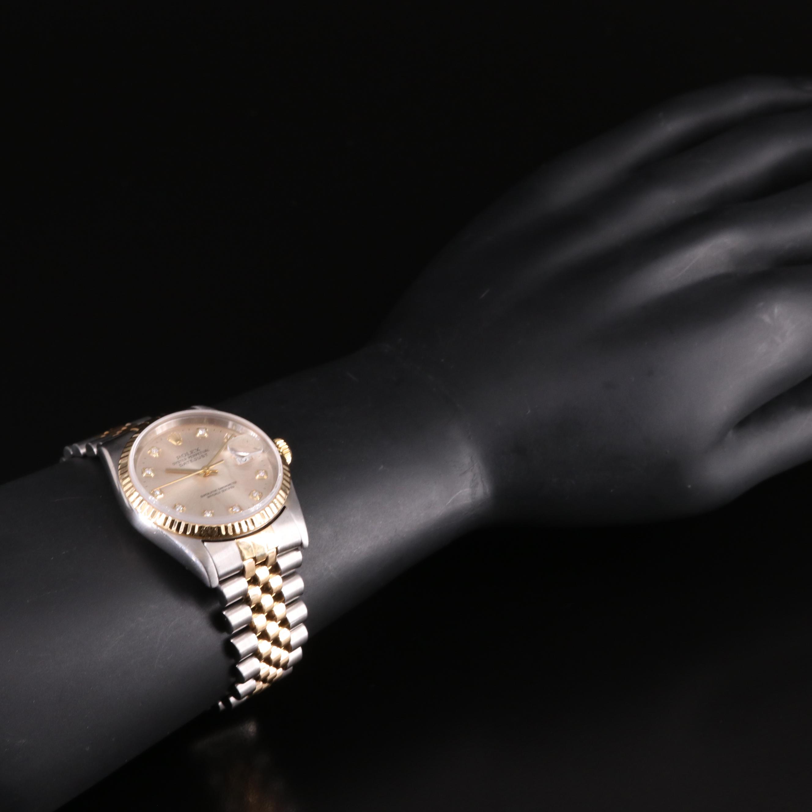 1995 Rolex Custom Diamond Dial Datejust Watch