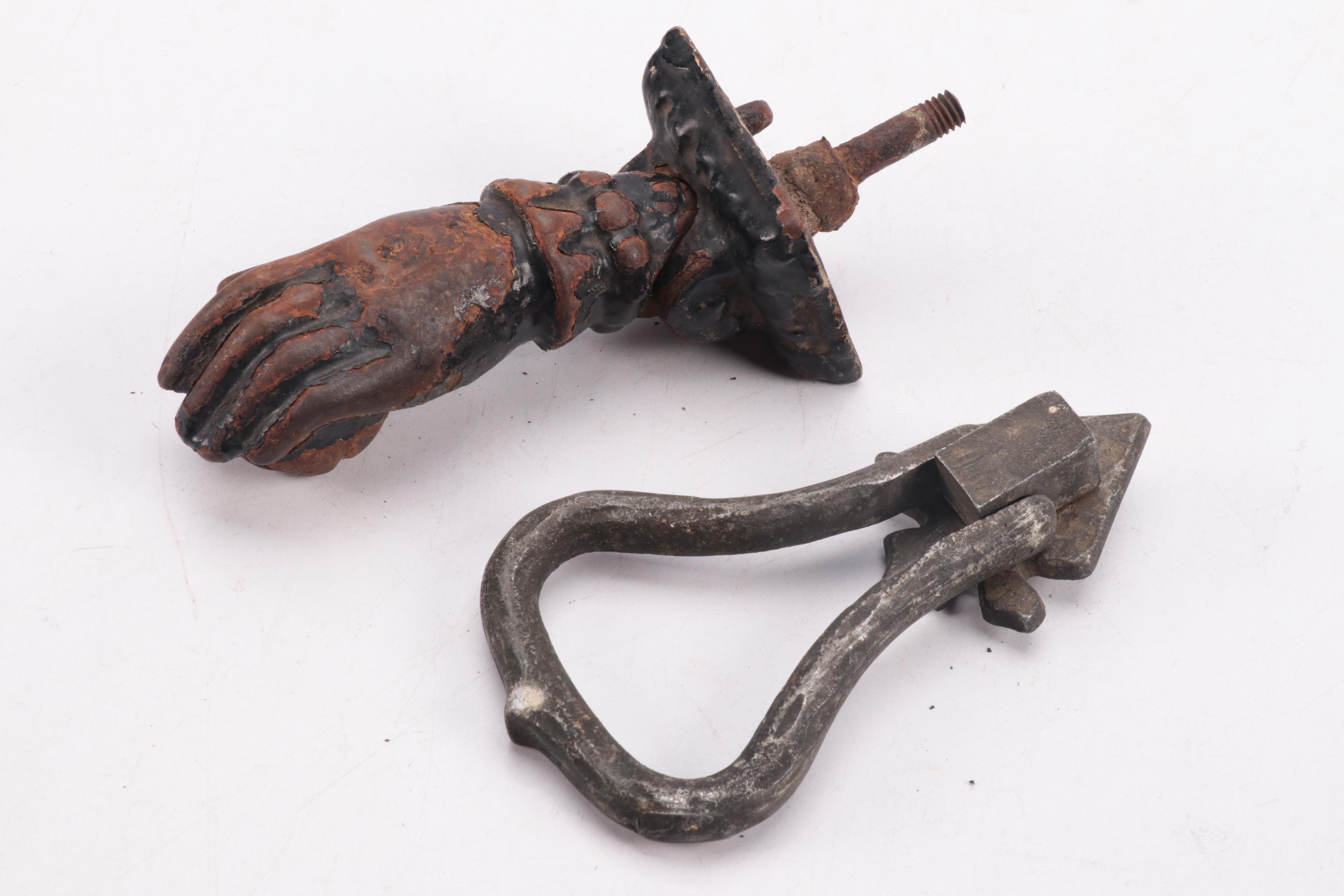 Brass Trolley Clapper Bell with Victorian Door Knockers