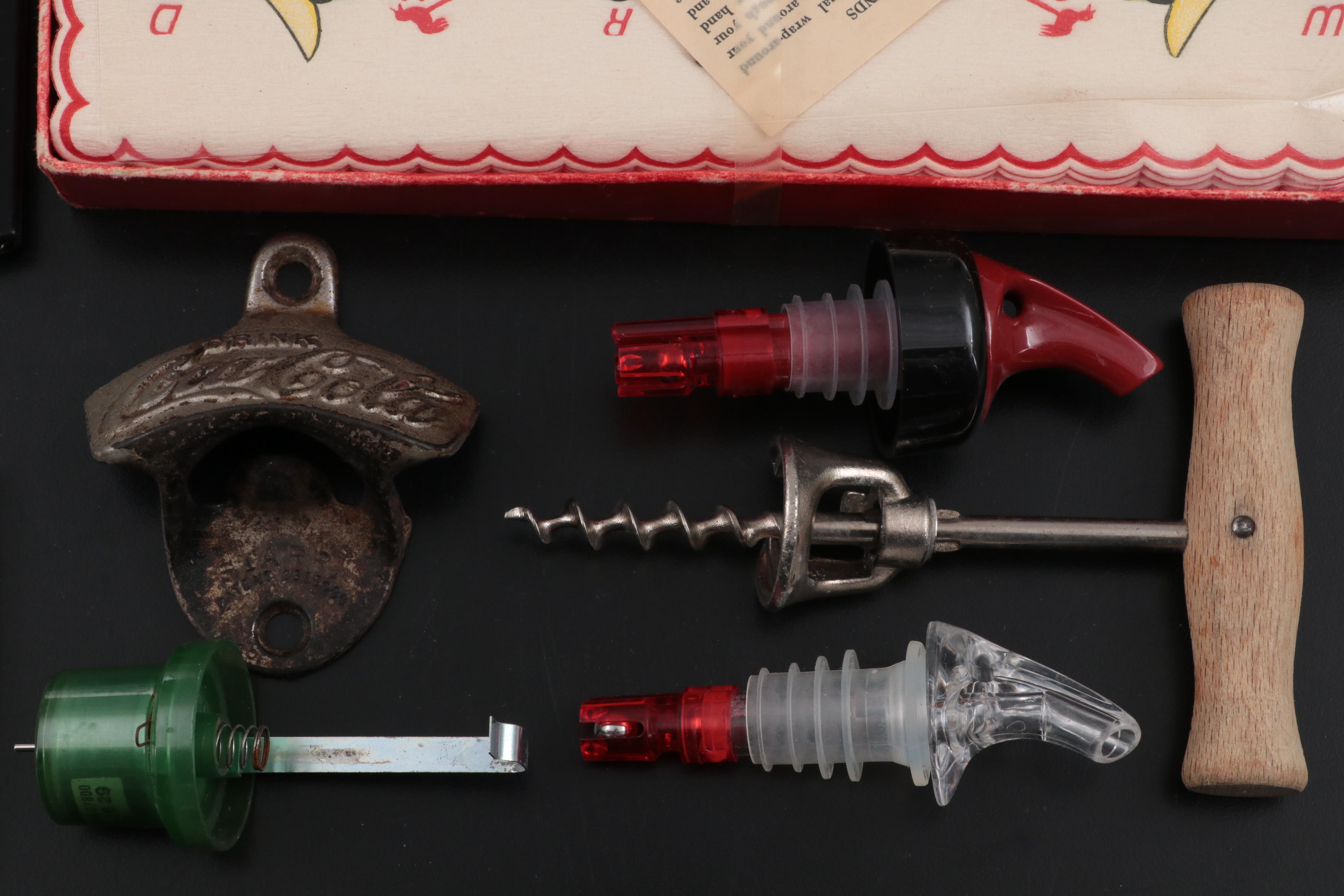 French Wine Glasses with Vintage Cocktail Accessories