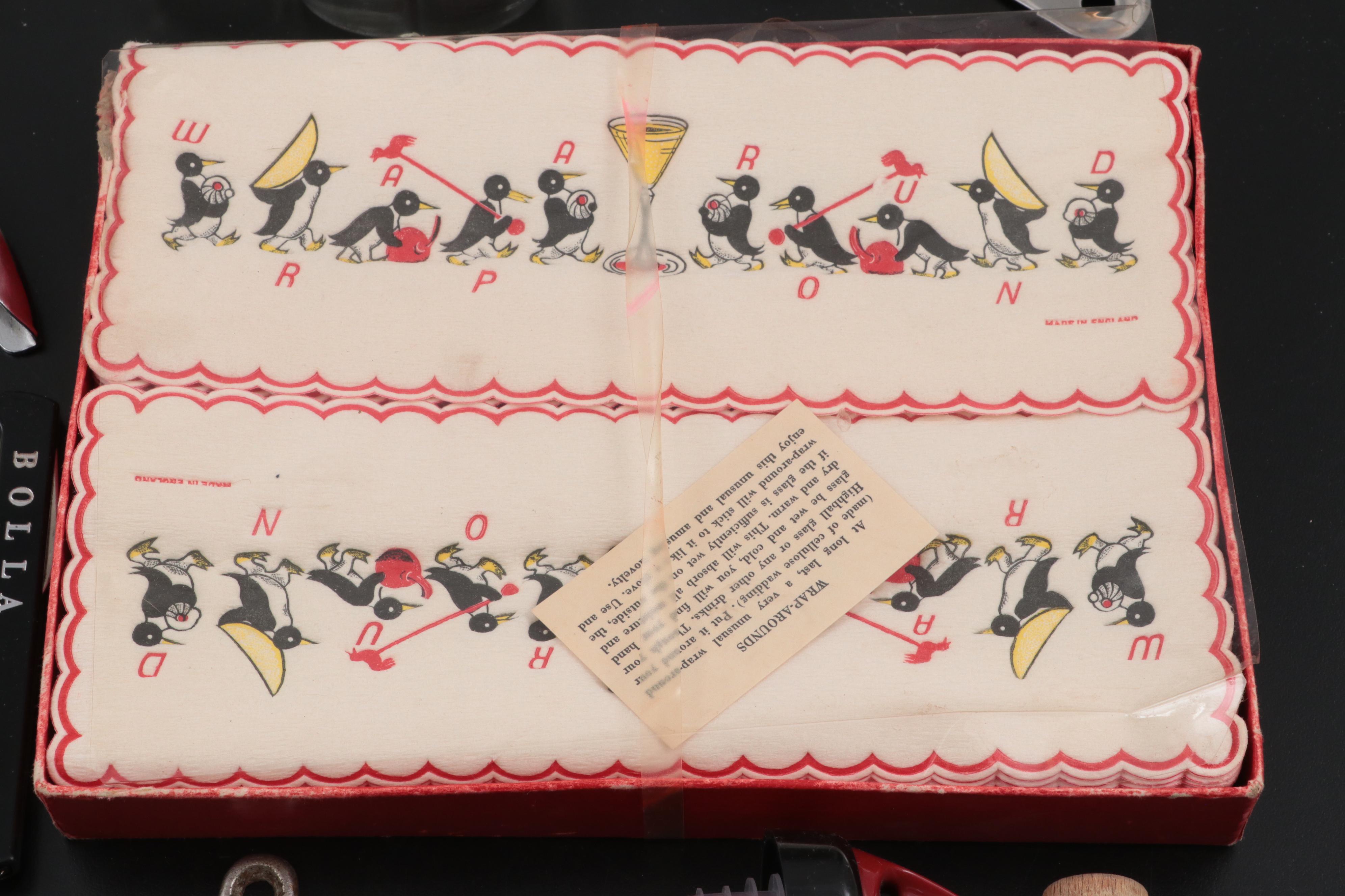 French Wine Glasses with Vintage Cocktail Accessories