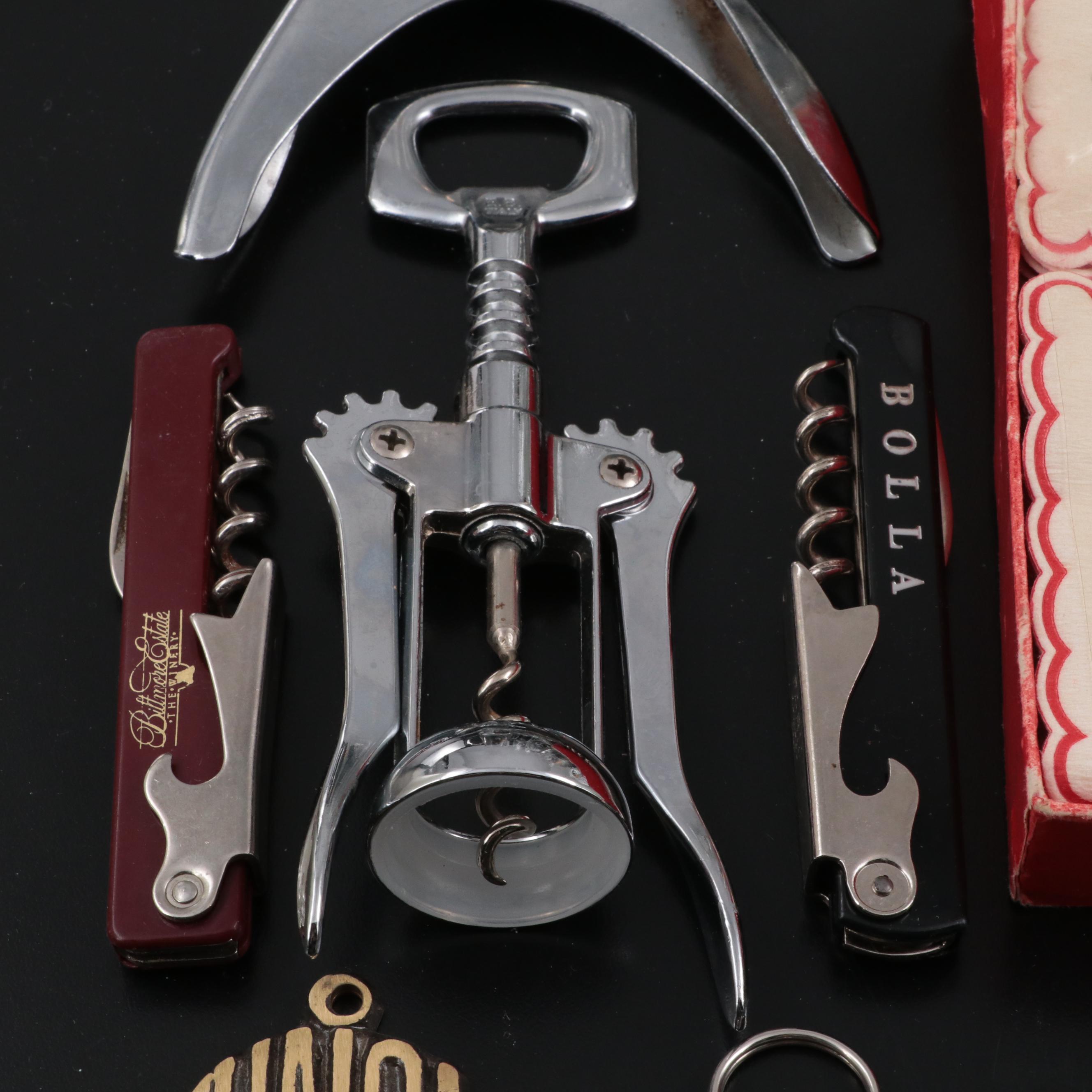 French Wine Glasses with Vintage Cocktail Accessories