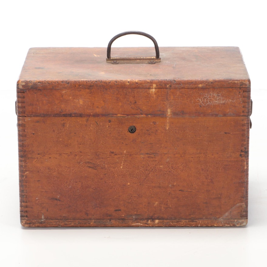 Wooden Locking Tool Box, Early 20th Century